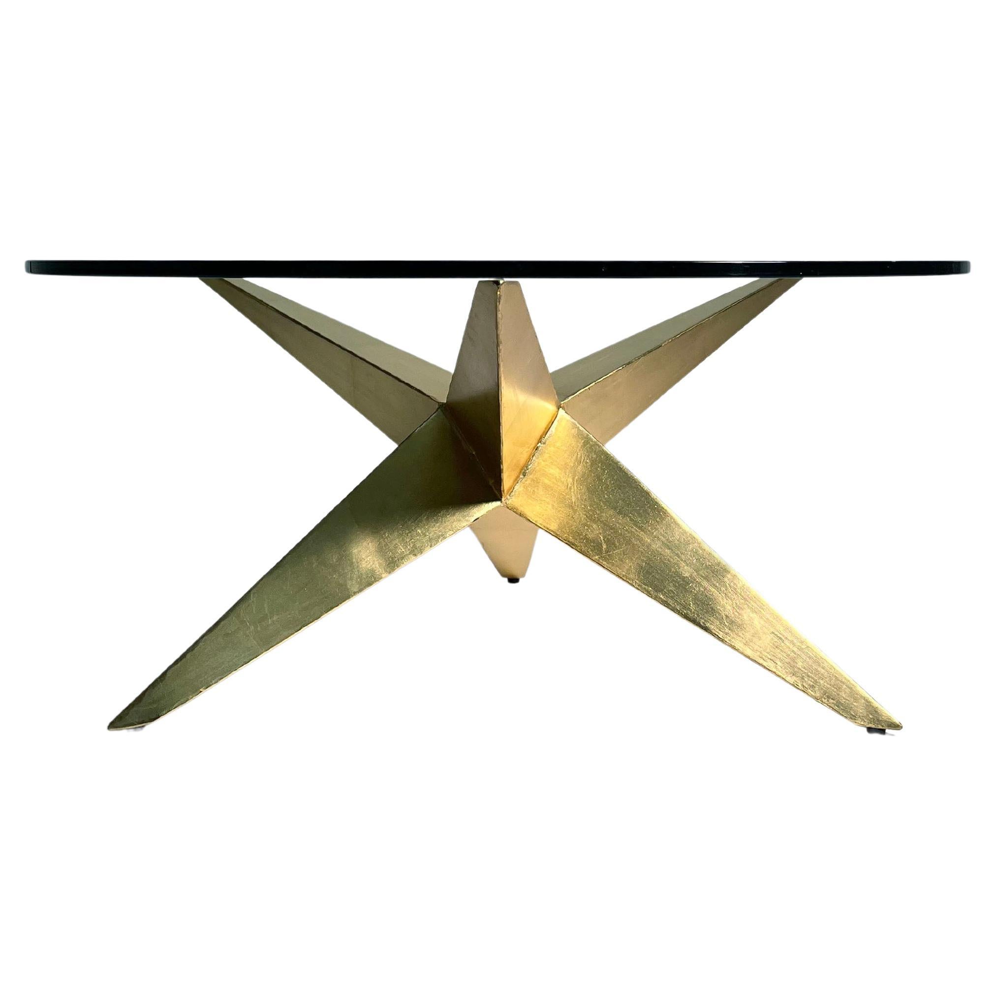 Custom Post Modern Steel Coffee Table in Gold Finish