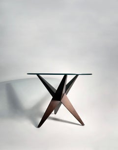 Custom Post Modern Steel Side Table in Bronze Finish