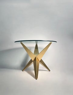 Custom Post Modern Steel Side Table in Gold Finish