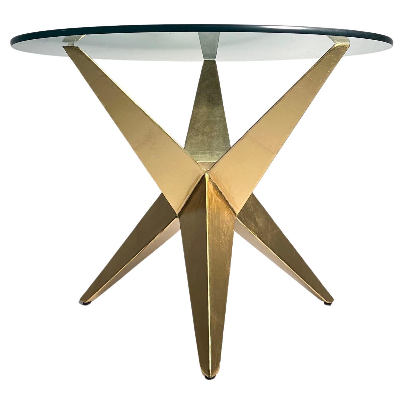 Custom Post Modern Steel Side Table in Gold Finish