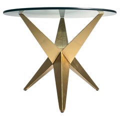 Custom Post Modern Steel Side Table in Gold Finish