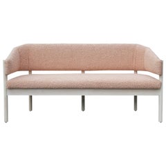 Custom Postmodern Angular Pink Shearling Style White Oak Loveseat / Bench/ Sofa
