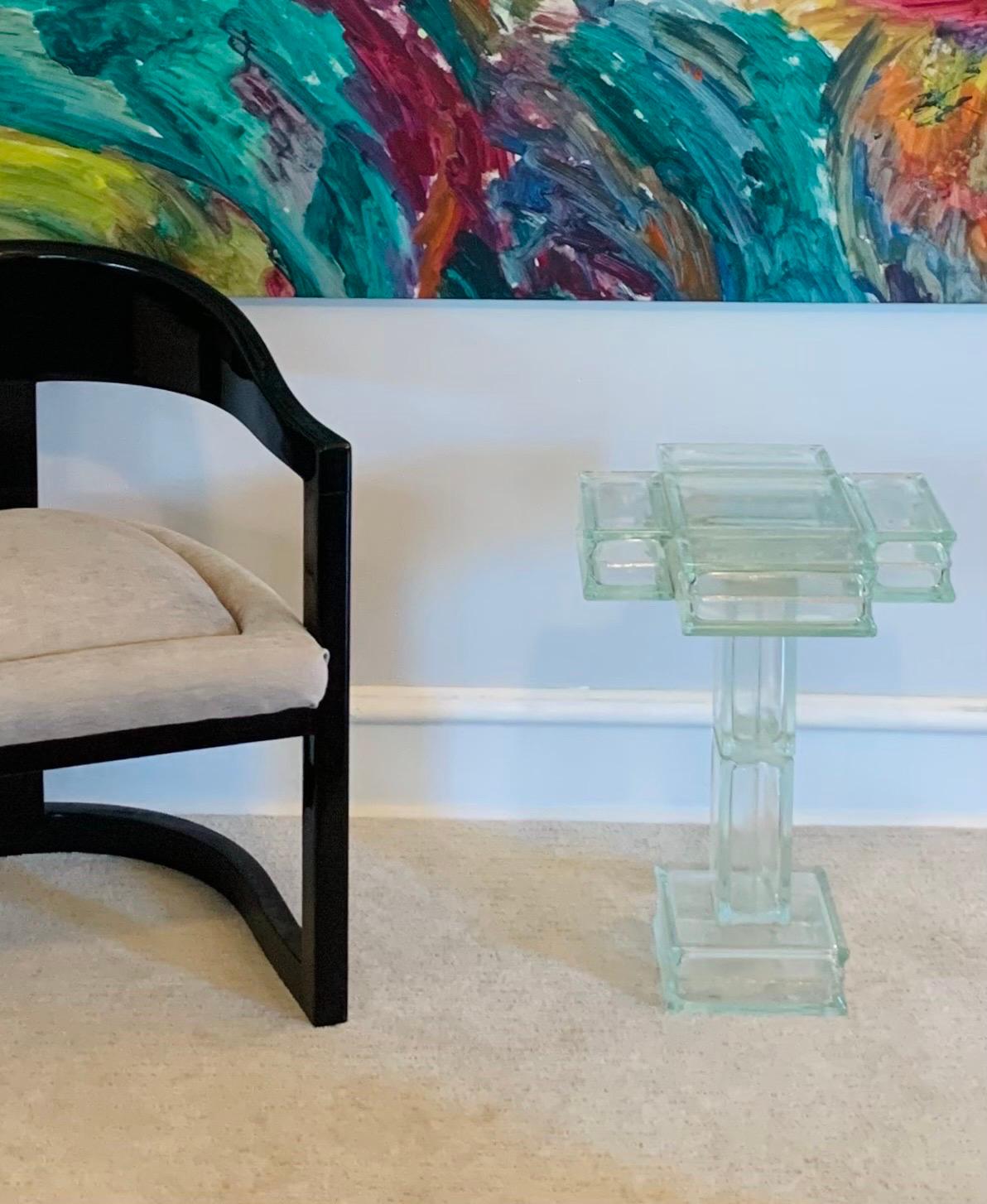 American Custom Postmodern Glass Block Martini Pedestal Table