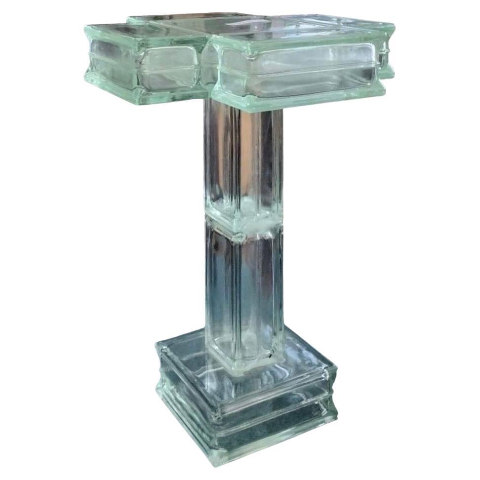 Postmoderner Glasblock-Martini-Pedestal-Tisch nach Maß