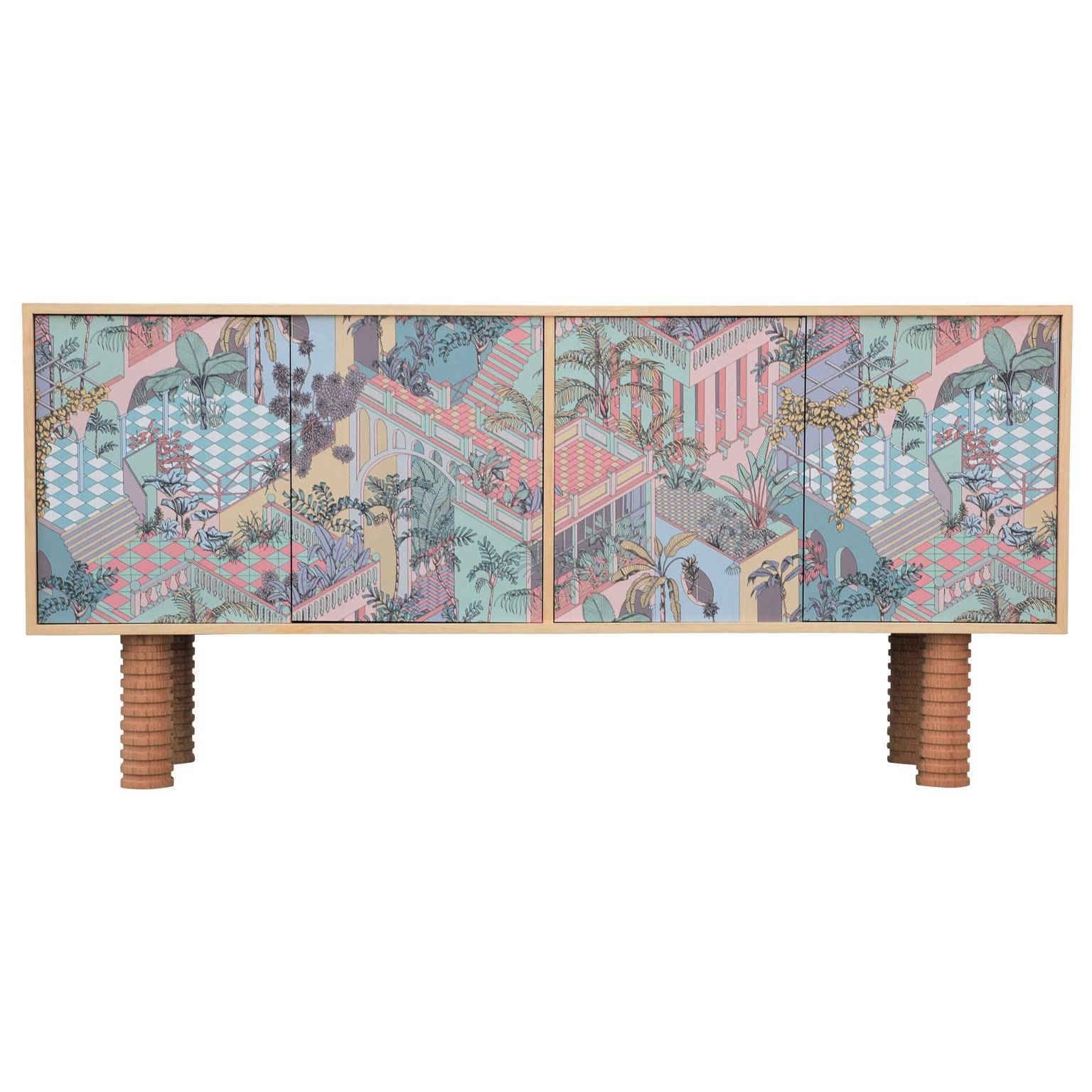 Custom Post Modern Sideboard Pastel Miami Wallpaper Cole & Son Fornasetti Style