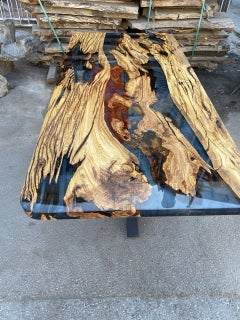 Custom Project Olive Epoxy Table - Black Transparent Resin Dining Table