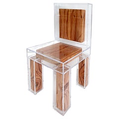 Custom Prototype, Lucite & Encased Douglas Fir Wood Sculptural Chair, 2022