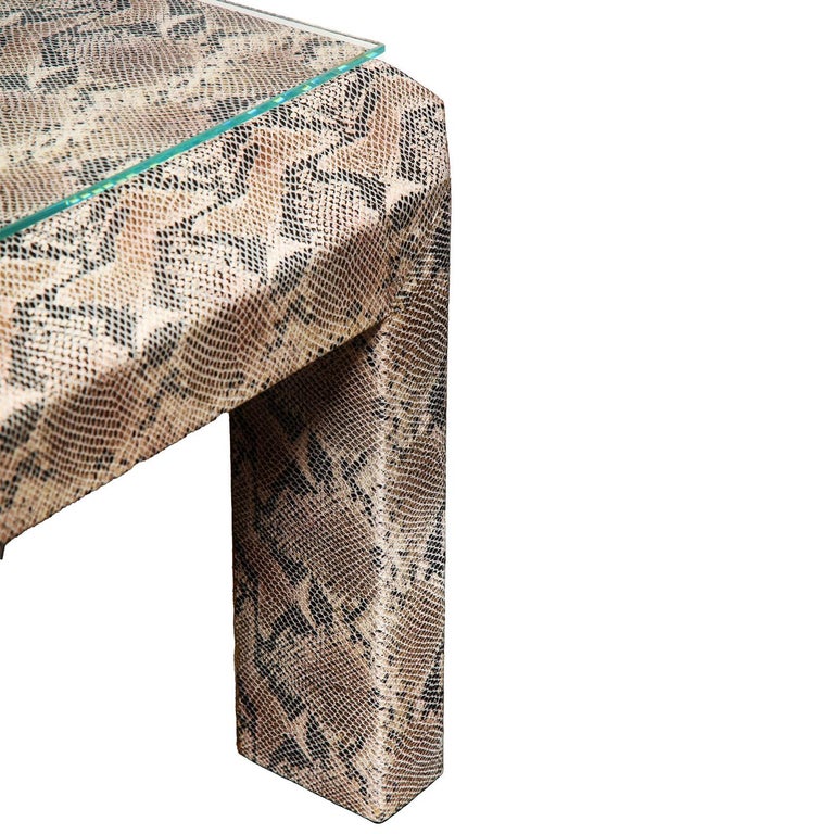 Hand-Crafted Chic Cocktail Table in Exotic Python 2010 For Sale