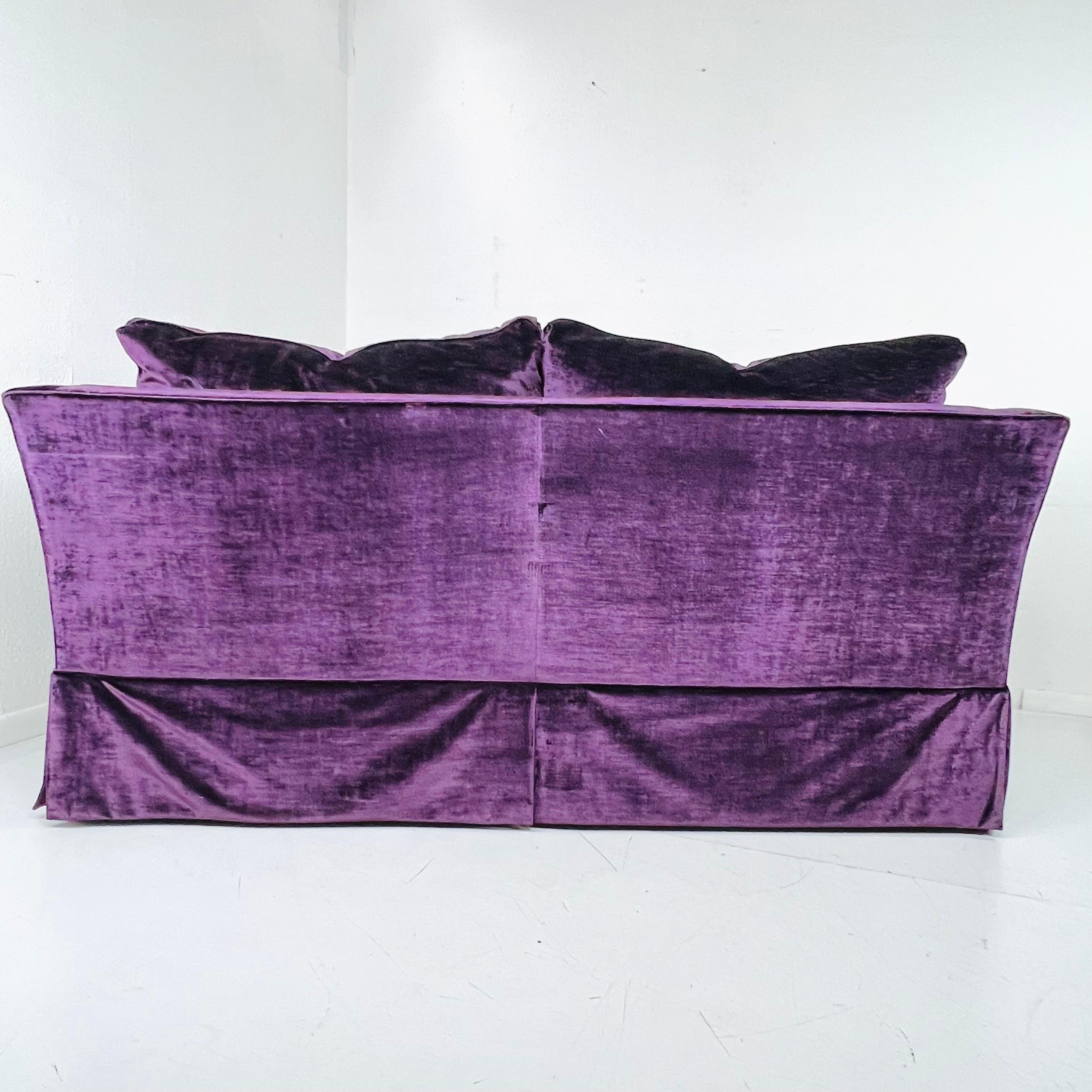 Custom Ralph Lauren Skirted Velvet Sofa (2 Available) For Sale 3