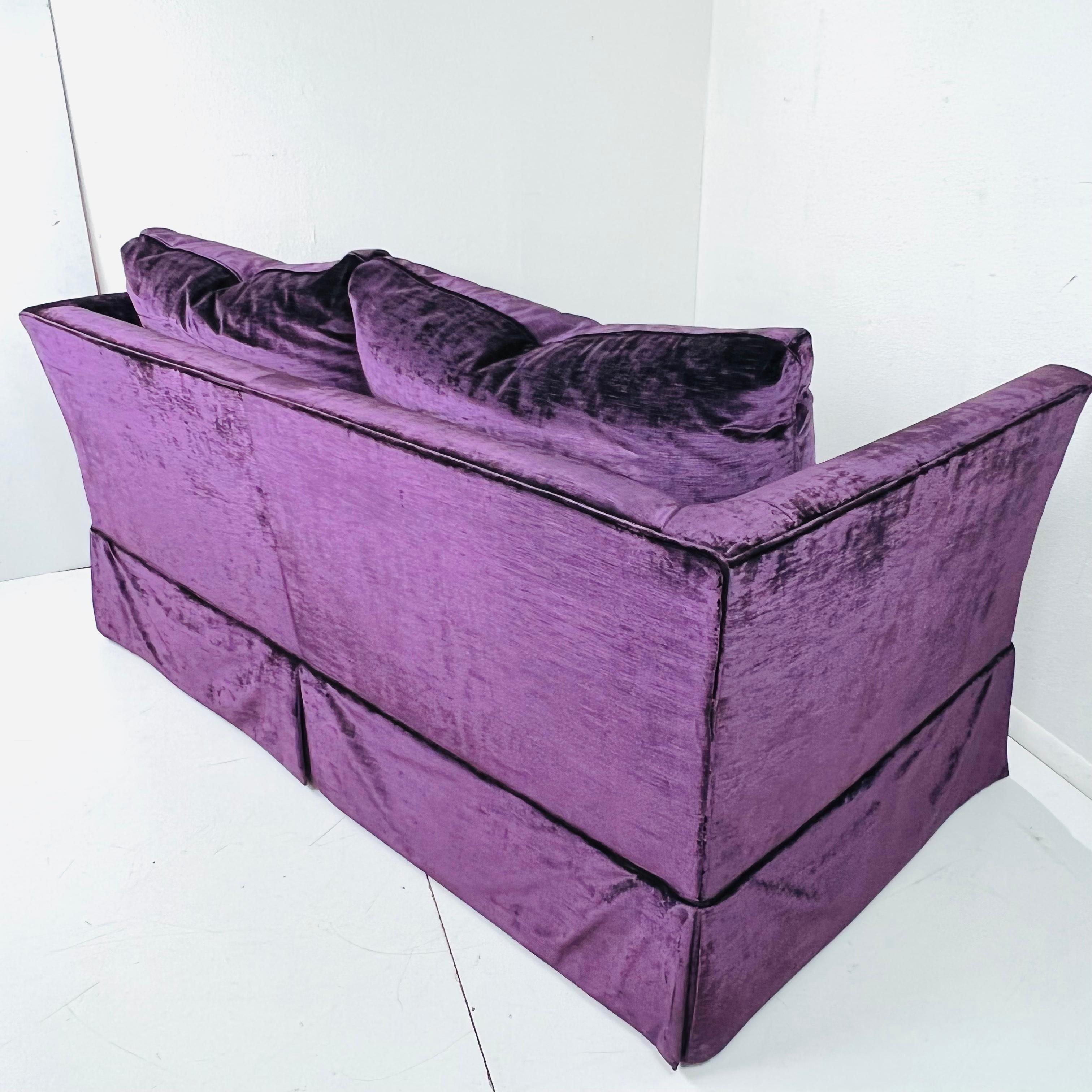 Custom Ralph Lauren Skirted Velvet Sofa (2 Available) For Sale 4