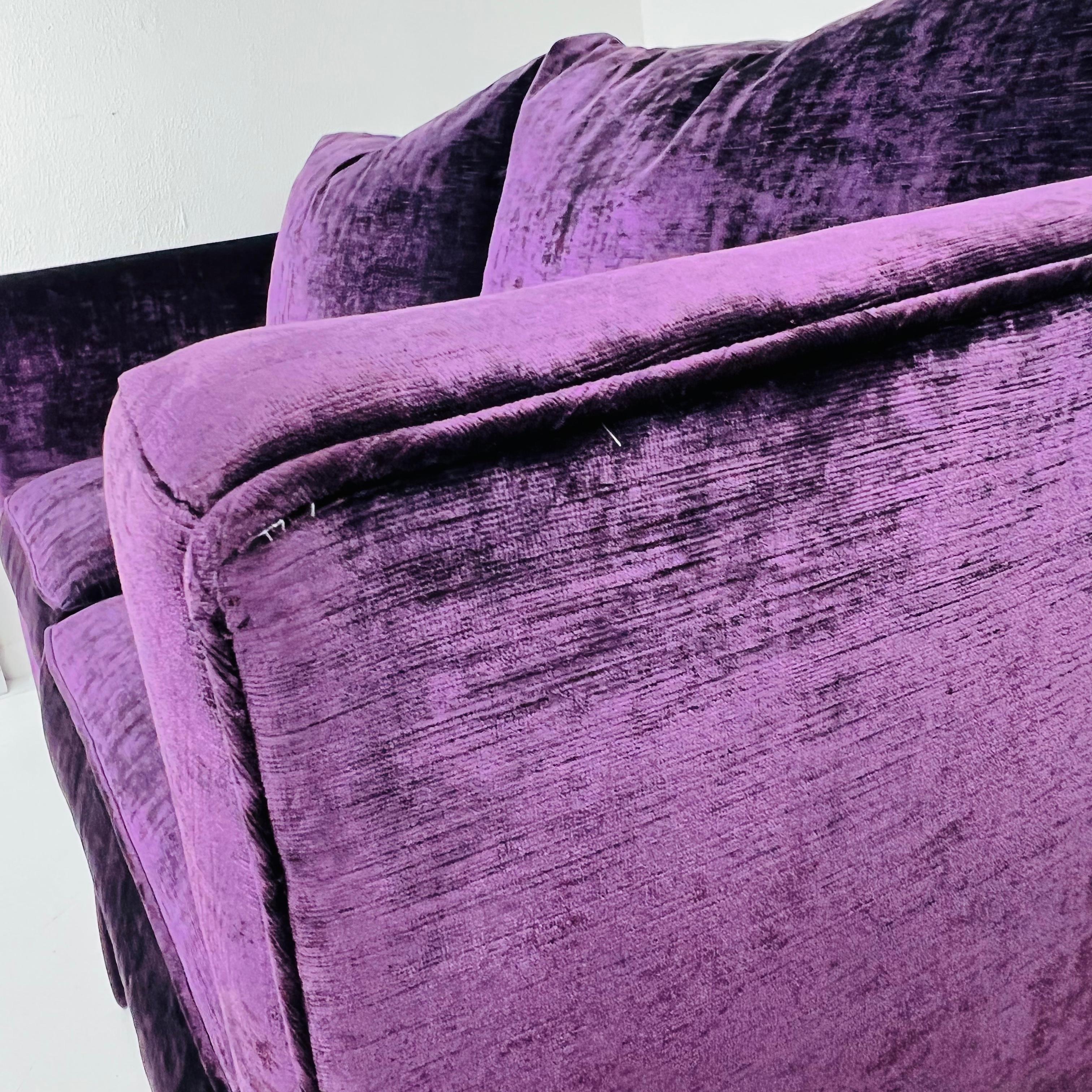 Custom Ralph Lauren Skirted Velvet Sofa (2 Available) For Sale 2