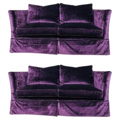 Retro Custom Ralph Lauren Skirted Velvet Sofa (2 Available)