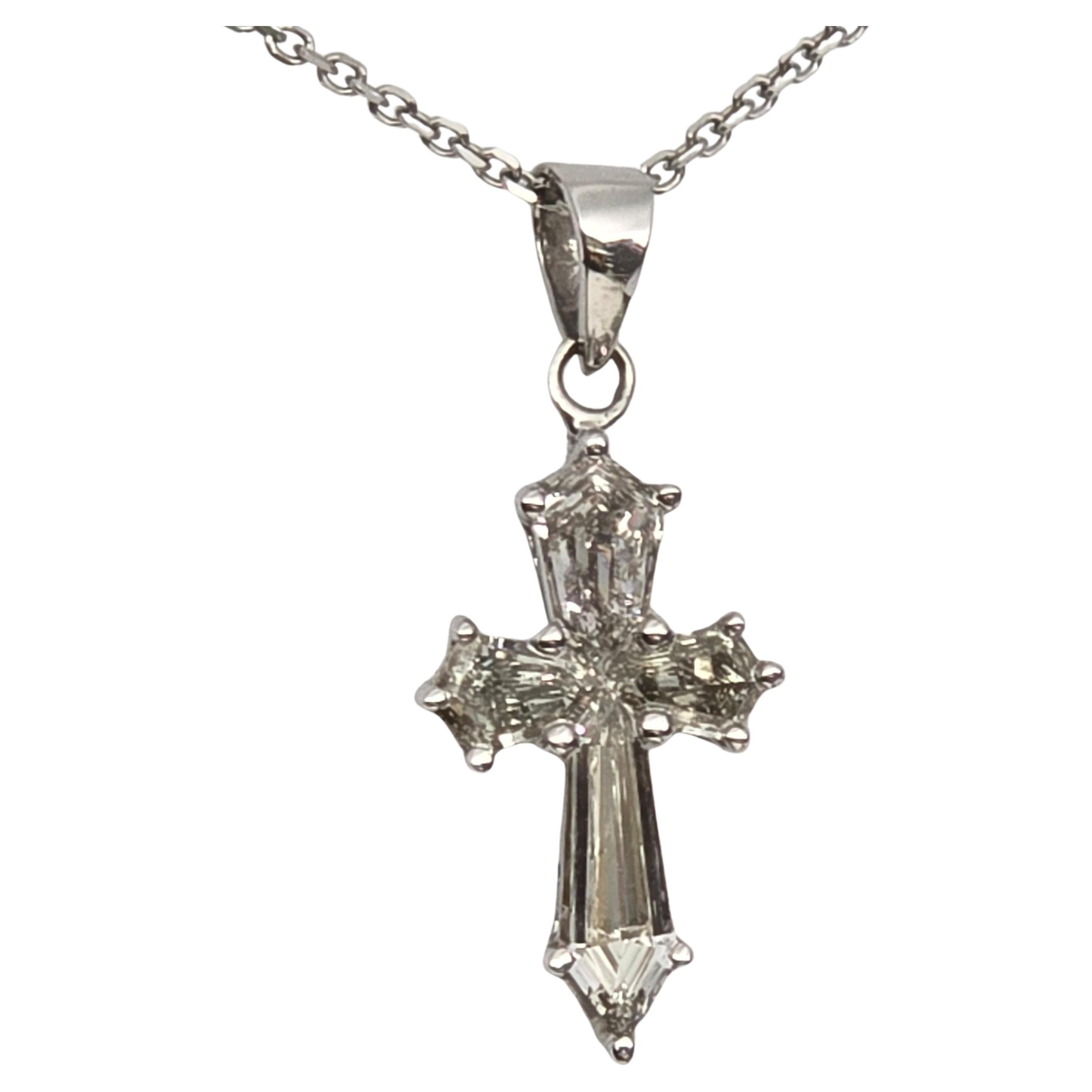 Collana con croce di diamanti personalizzata RARE in oro 14KT 1.10ct