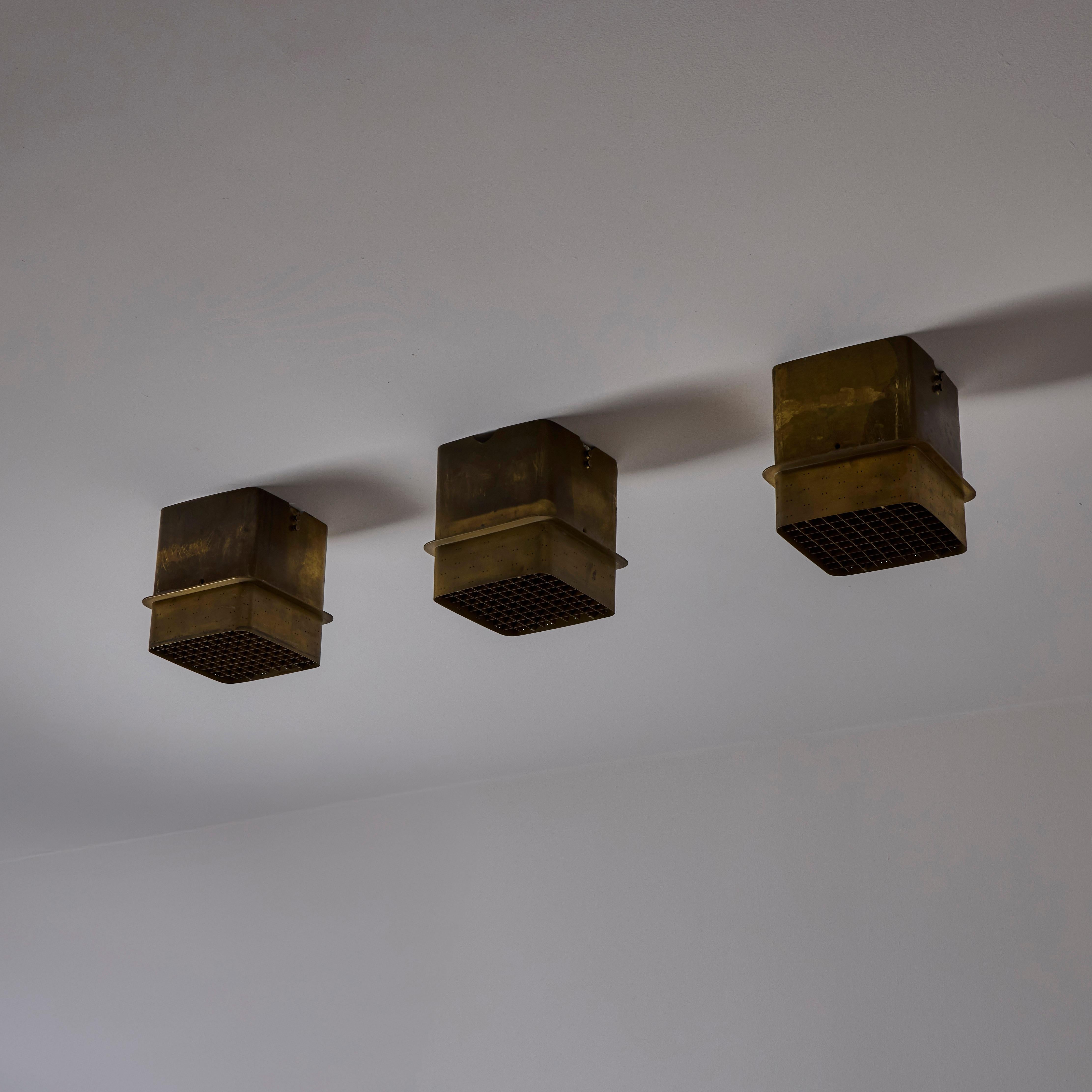 Brass Custom Recessed Flush Mounts by Paavo Tynell For Sale