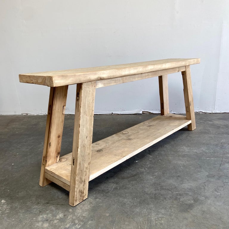 Custom Reclaimed Cypress Console Entry or Sofa Table For Sale at 1stDibs
