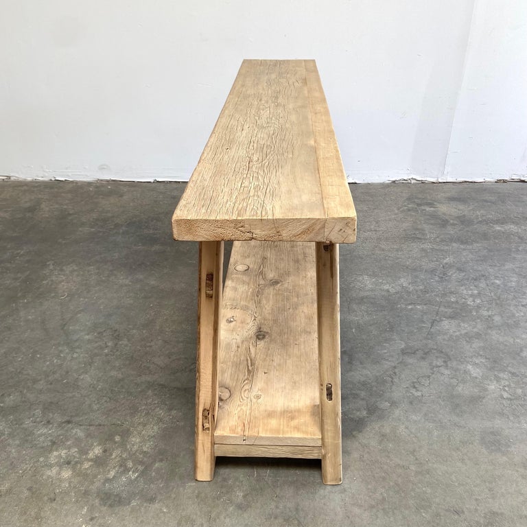 Custom Reclaimed Cypress Console Entry or Sofa Table For Sale at 1stDibs