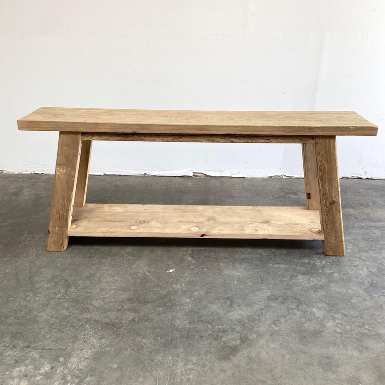 Custom Reclaimed Cypress Console Entry or Sofa Table For Sale at 1stDibs