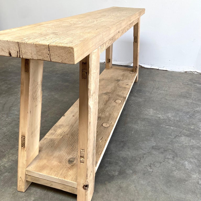 Custom Reclaimed Cypress Console Entry or Sofa Table For Sale at 1stDibs