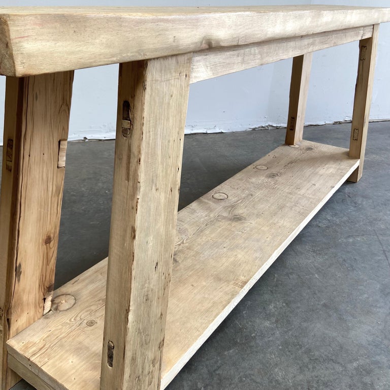 Custom Reclaimed Cypress Console Entry or Sofa Table For Sale at 1stDibs