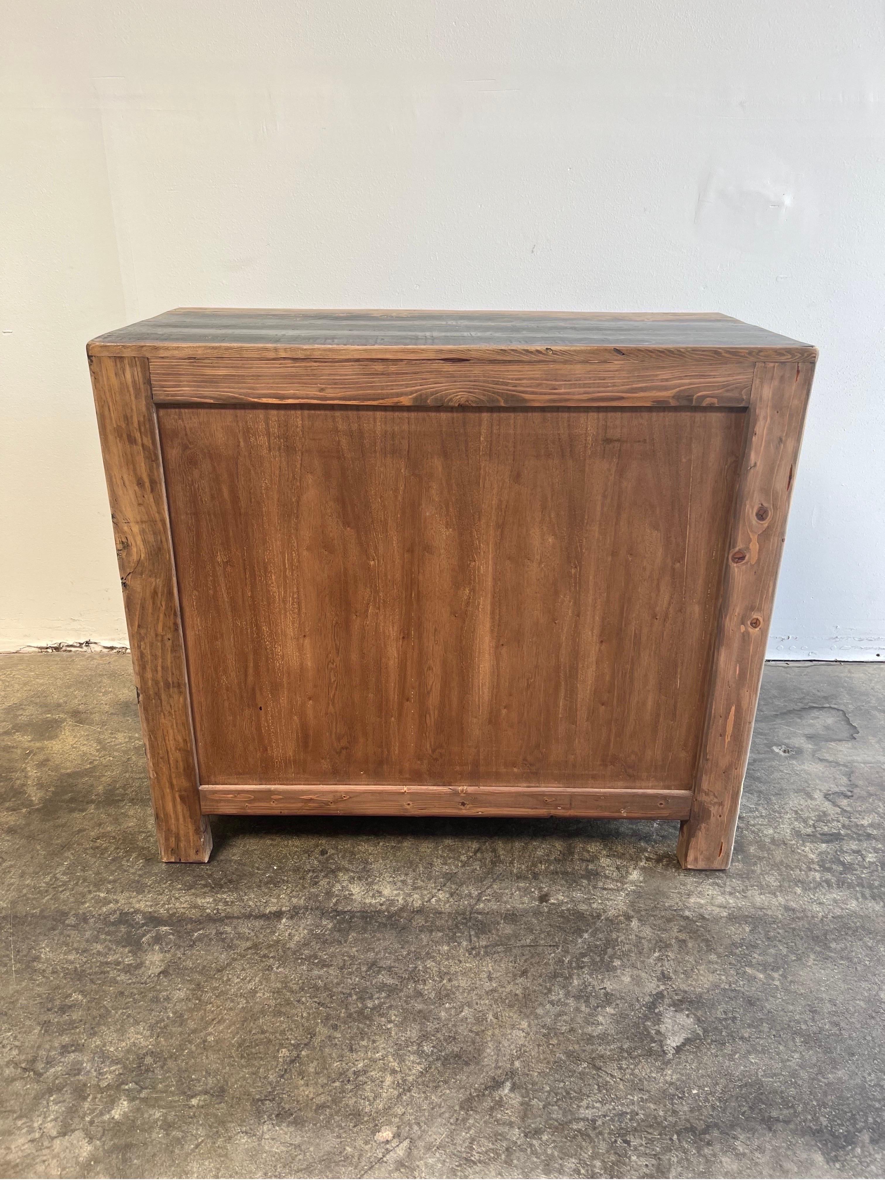 Custom Reclaimed Elm Wood 2 Door Cabinet with Drawers For Sale 3