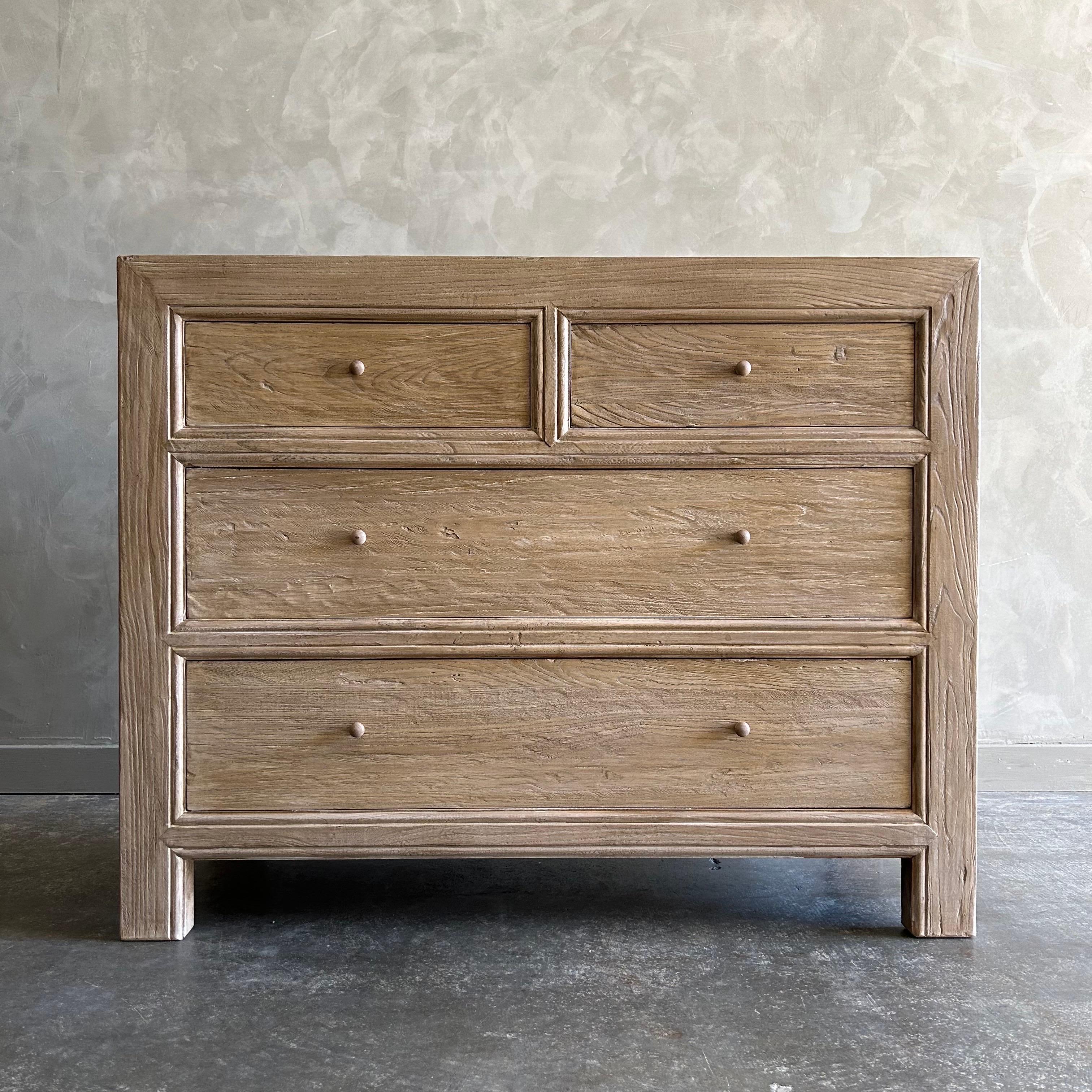 Custom Reclaimed Elm Wood Chest of Drawers Natural Finish For Sale 2