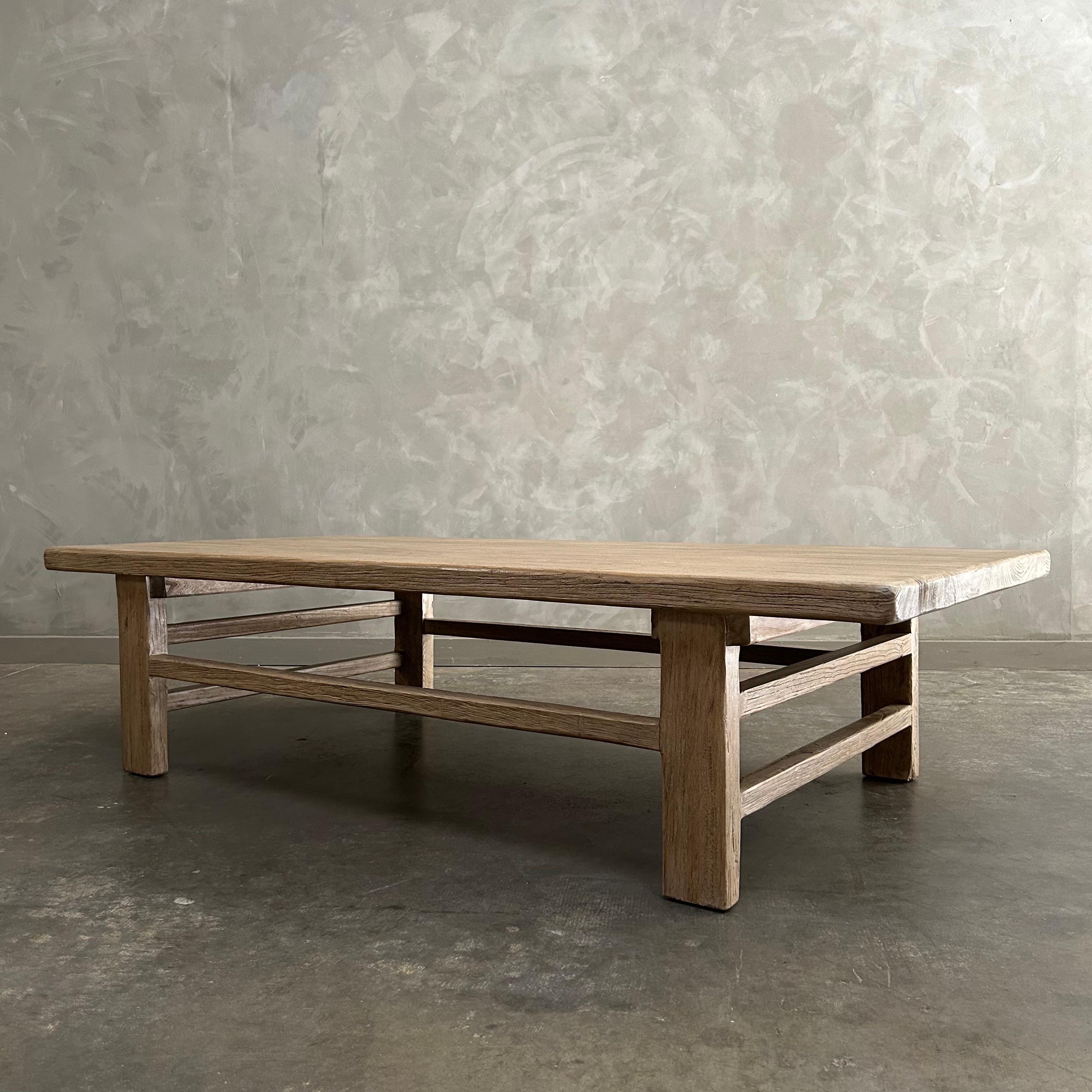Custom Reclaimed Elm Wood Coffee Table  For Sale 1