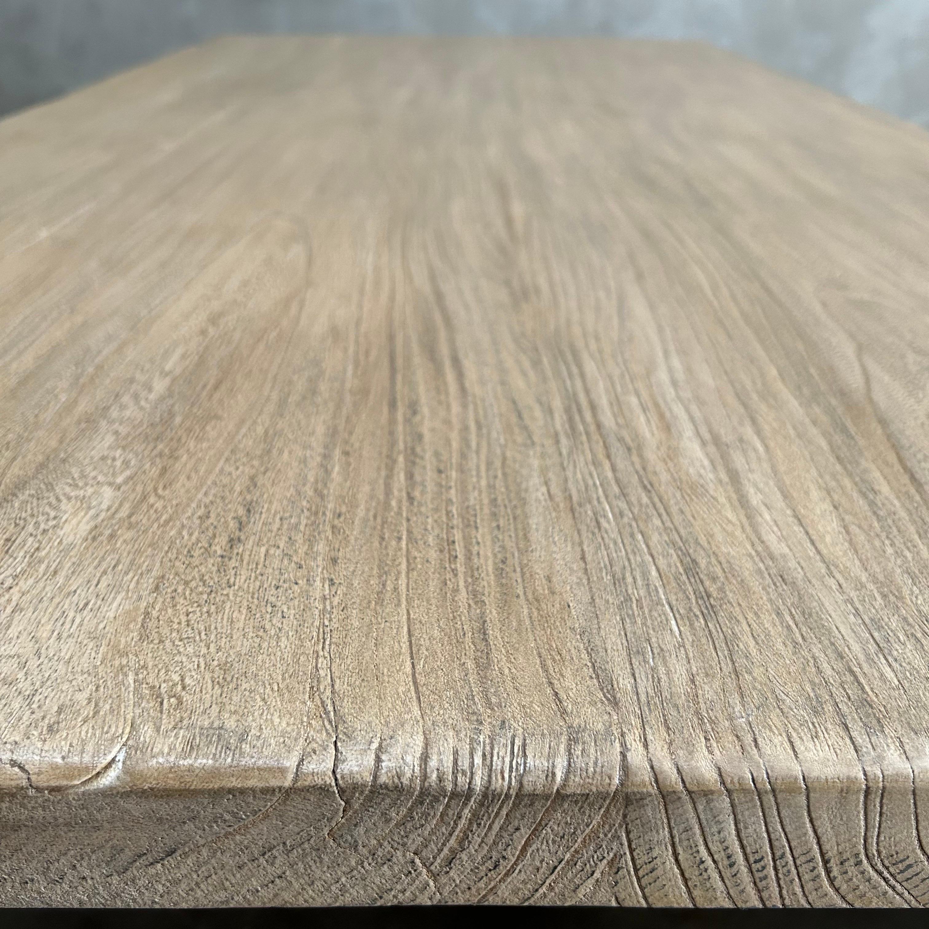 Custom Reclaimed Elm Wood Coffee Table  For Sale 3