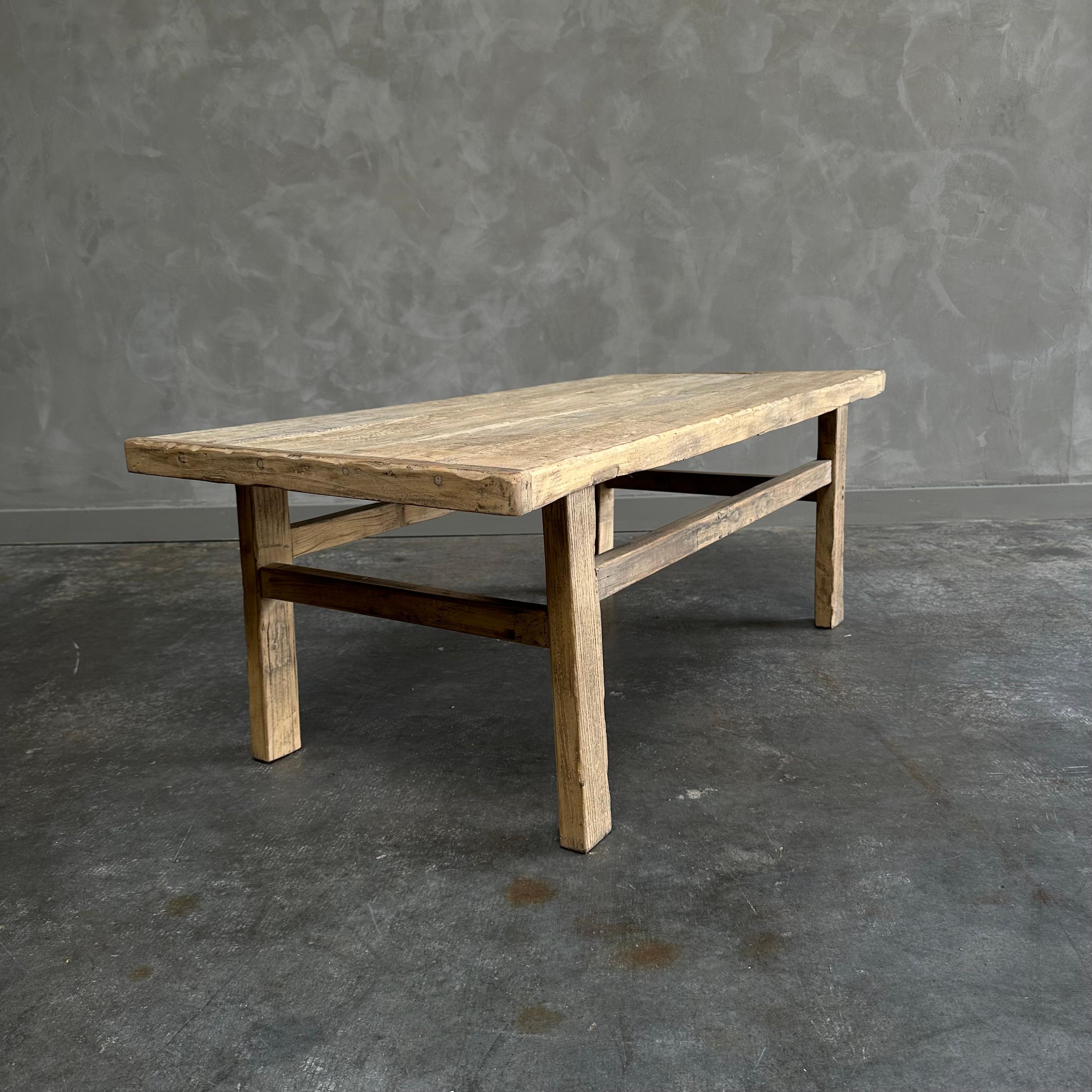 Contemporary Lucca Reclaimed Elm Wood Coffee Table For Sale