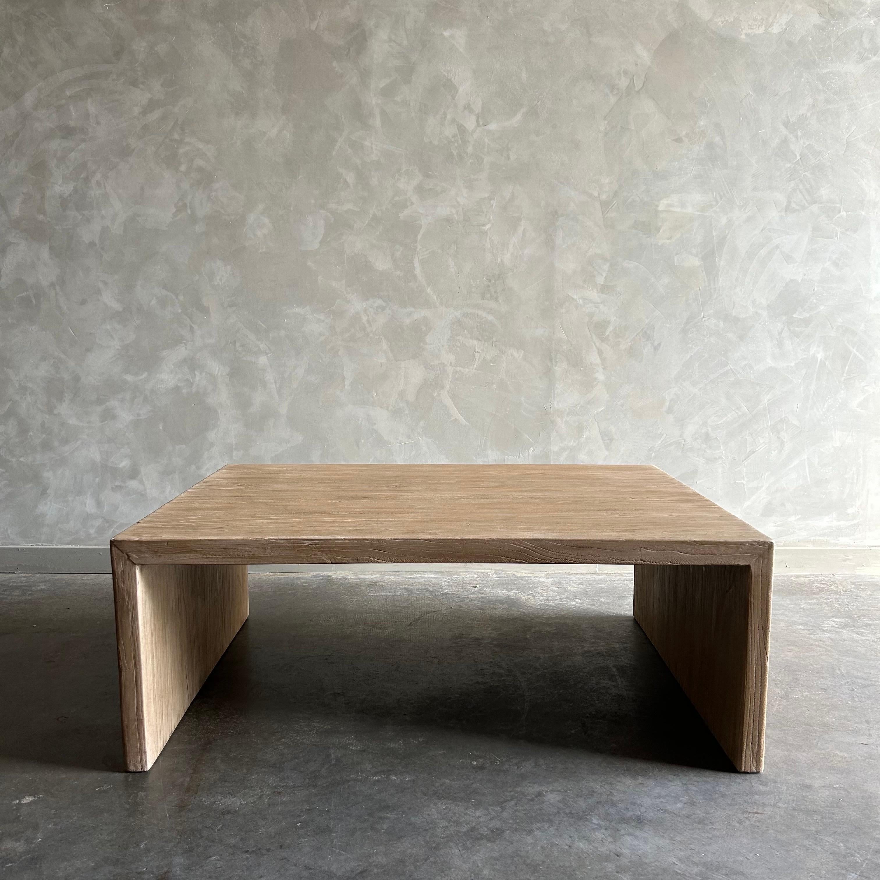 Organic Modern Custom Reclaimed Elm Wood Coffee Table Natural Finish