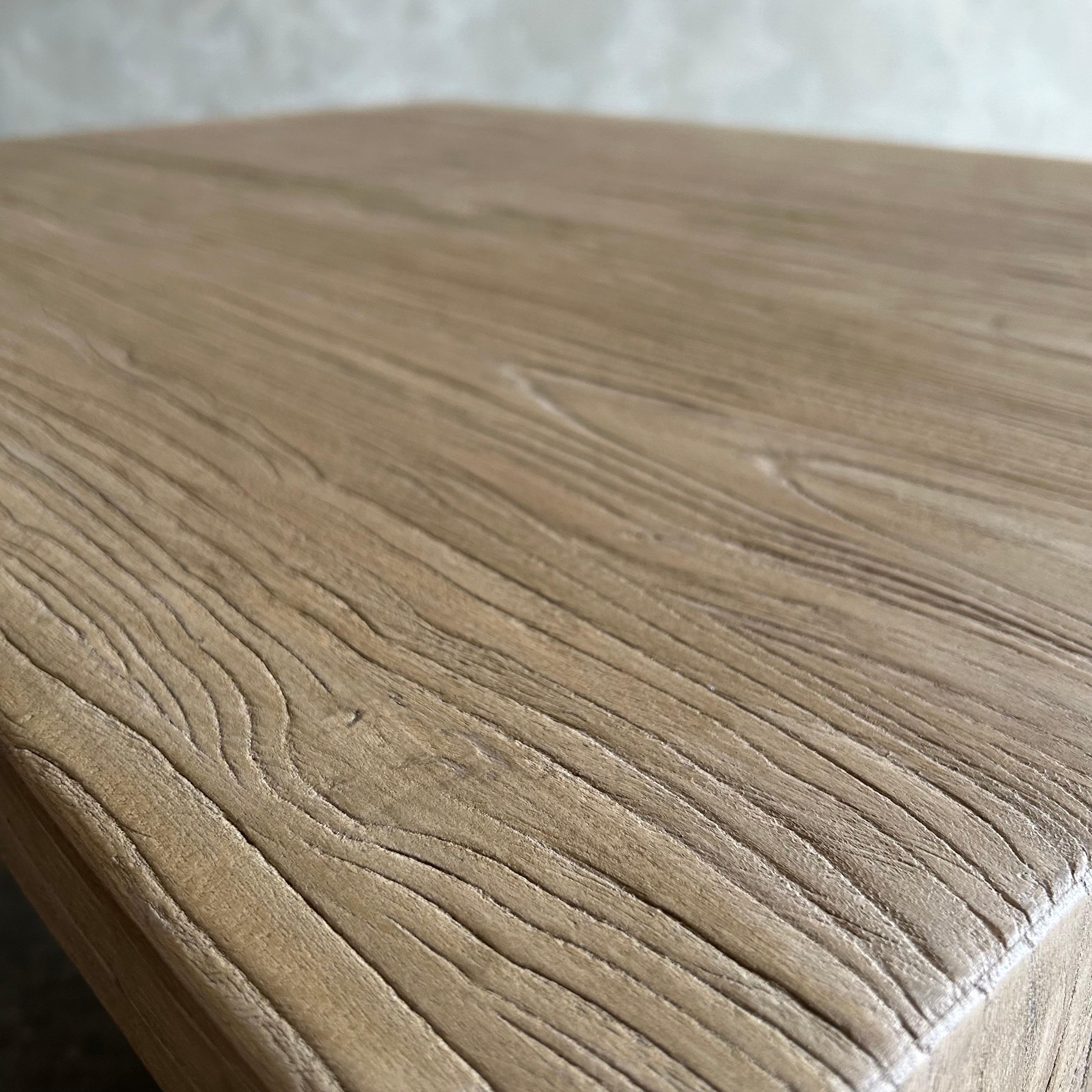 Custom Reclaimed Elm Wood Coffee Table Natural Finish 2