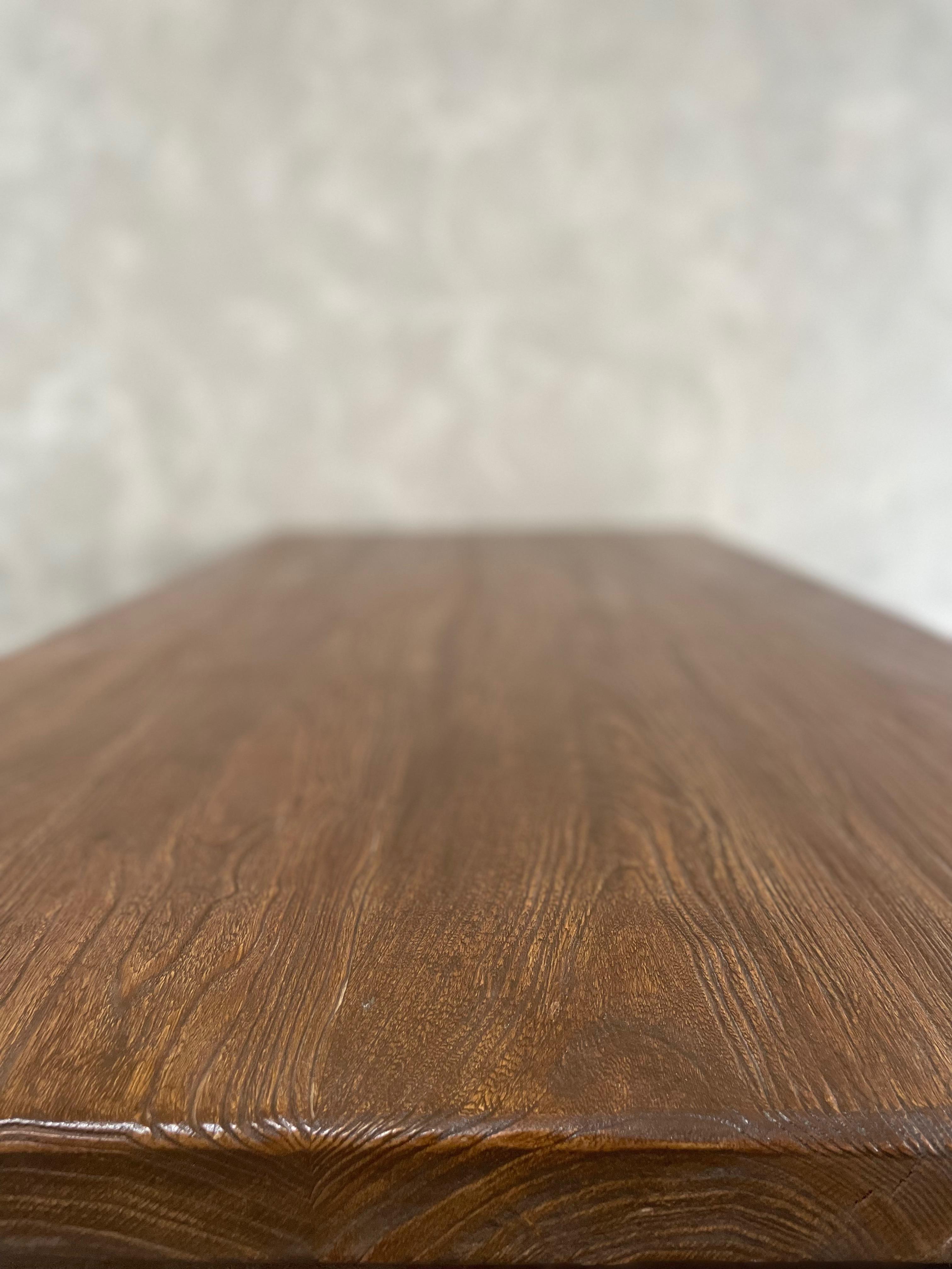 Organic Modern Custom Reclaimed Elm Wood Coffee Table Walnut For Sale