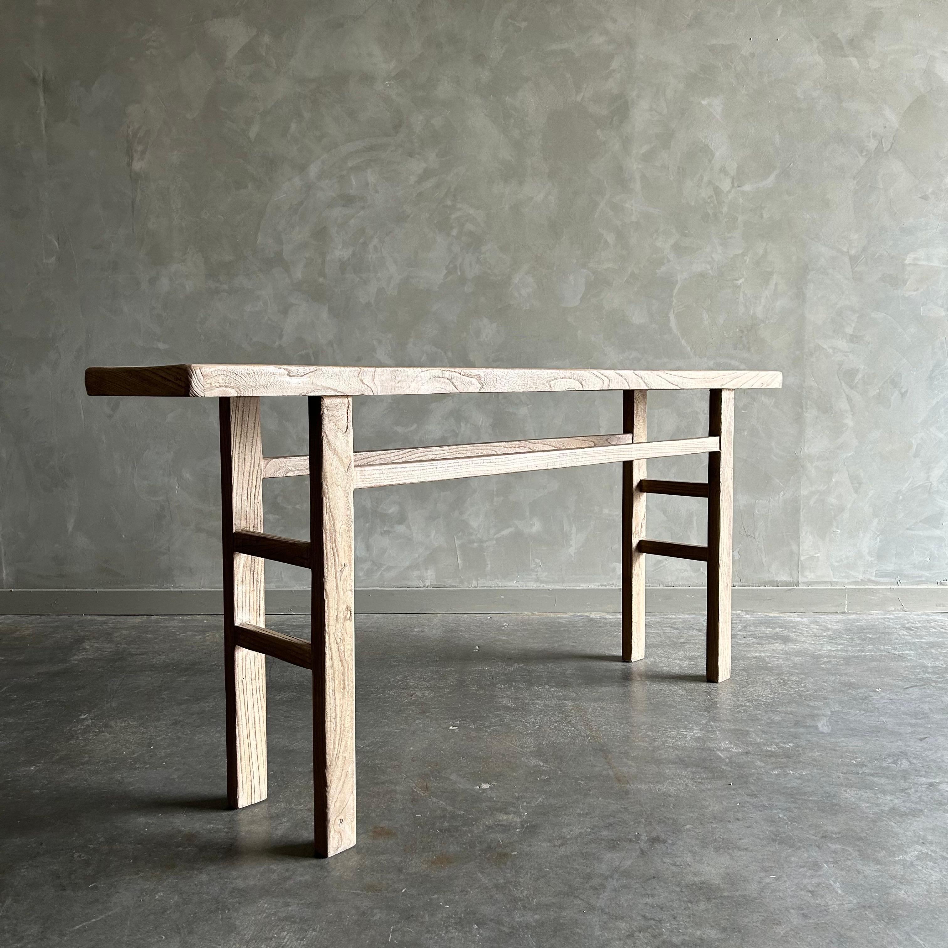 Custom Reclaimed Elm Wood Console Table In New Condition For Sale In Brea, CA