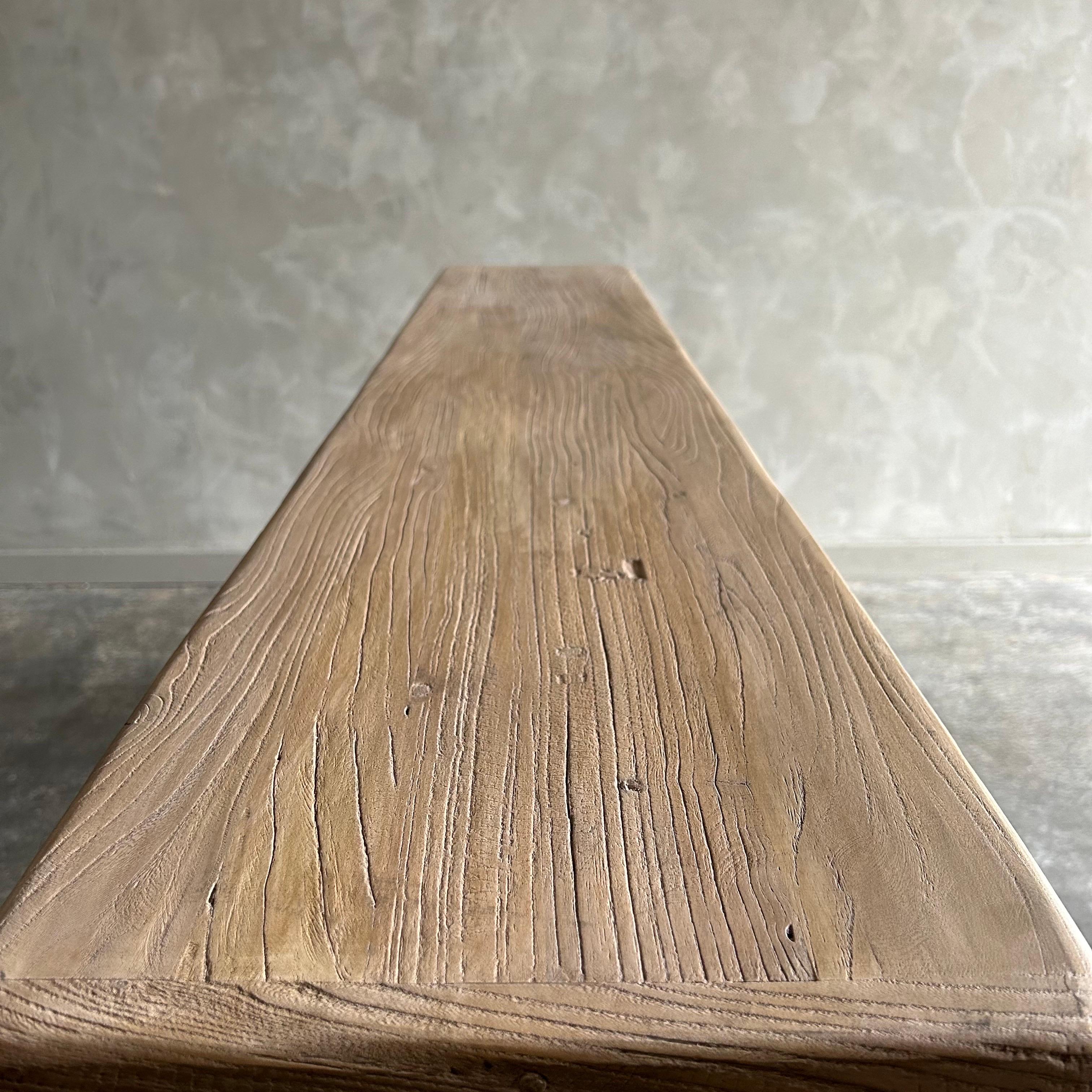 Custom Reclaimed Elm Wood Console Table For Sale 2