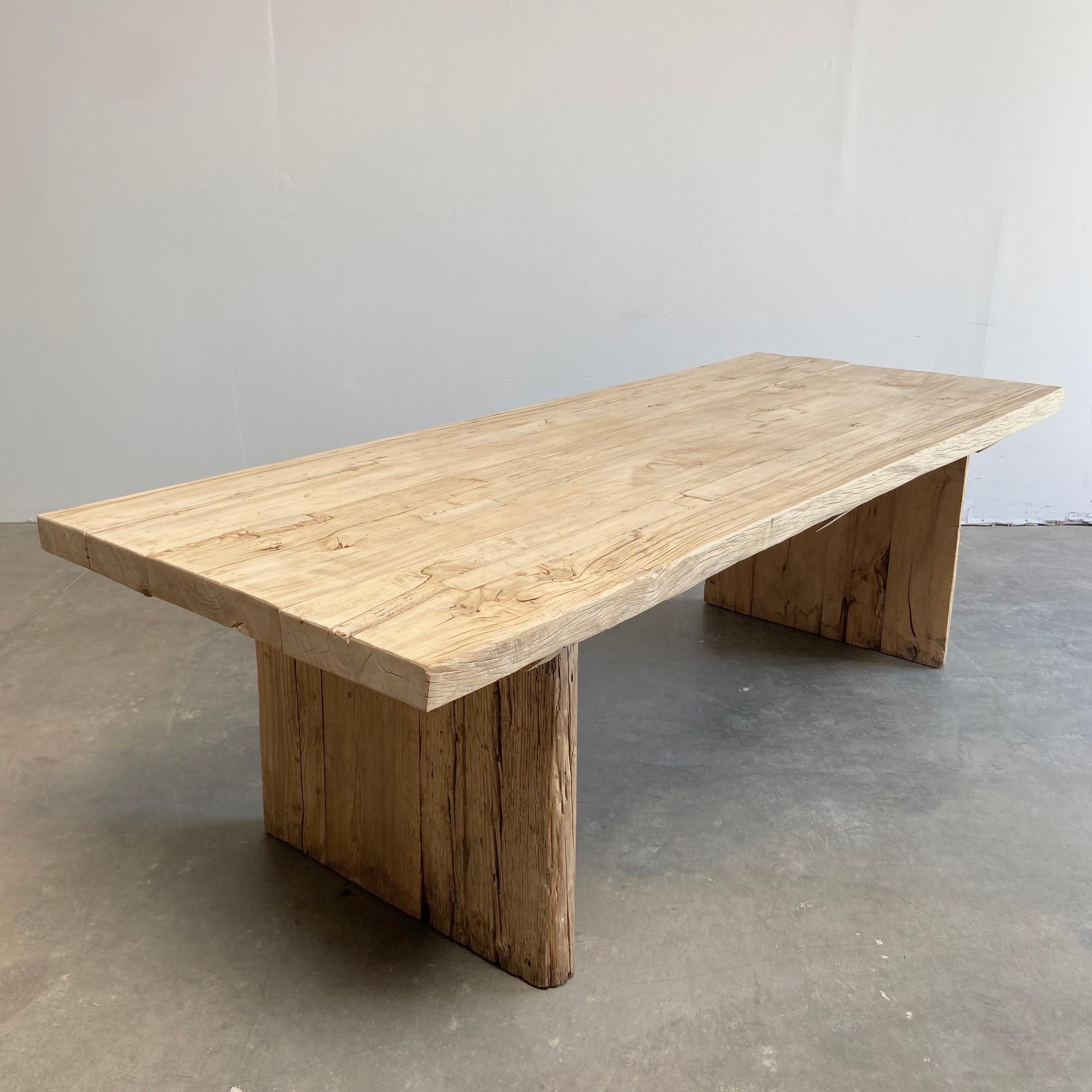 reclaimed english beam plank dining table