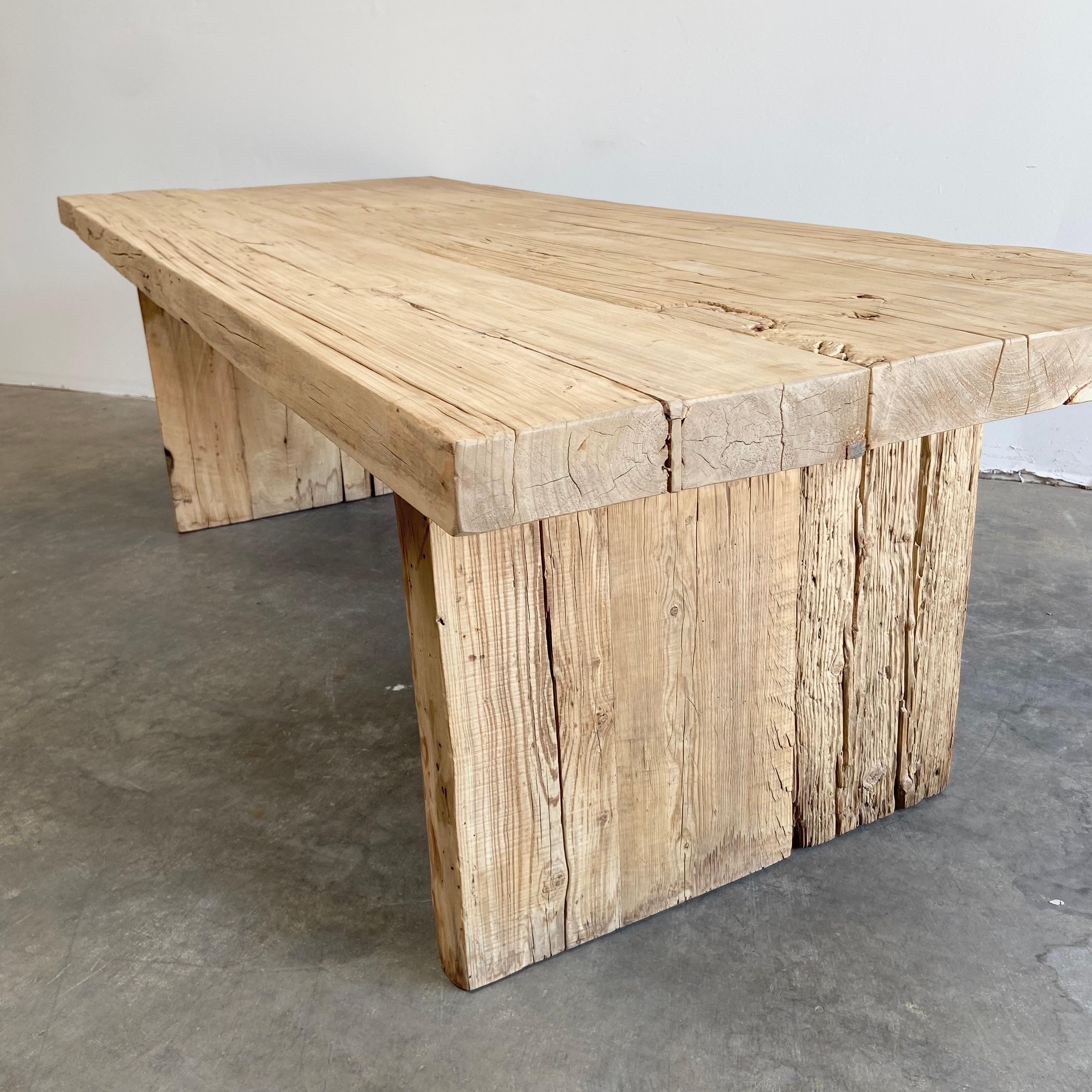 Custom Reclaimed Elm Wood Dining Table In New Condition In Brea, CA