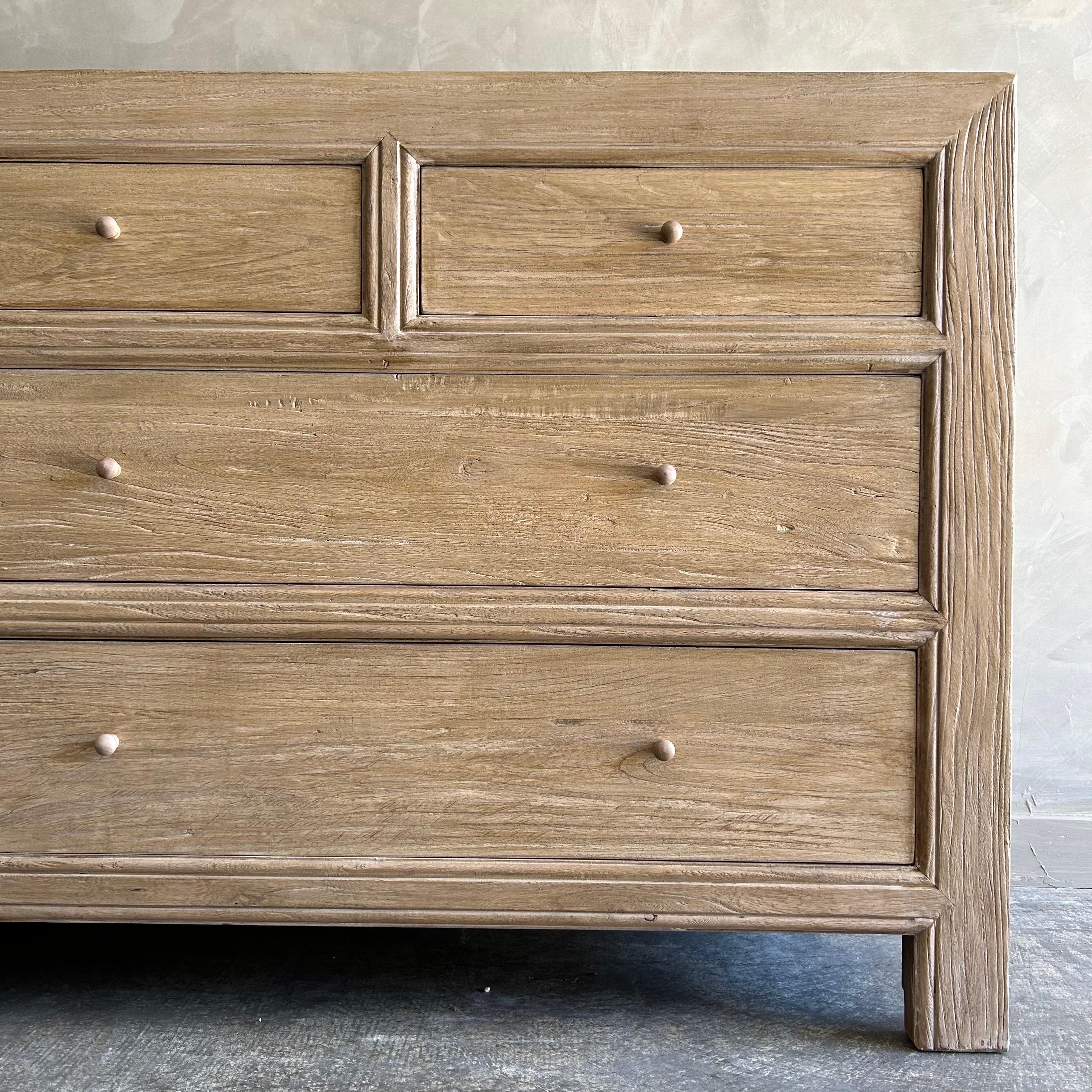 Organic Modern Custom Reclaimed Elm Wood Dresser in Natural Finish For Sale