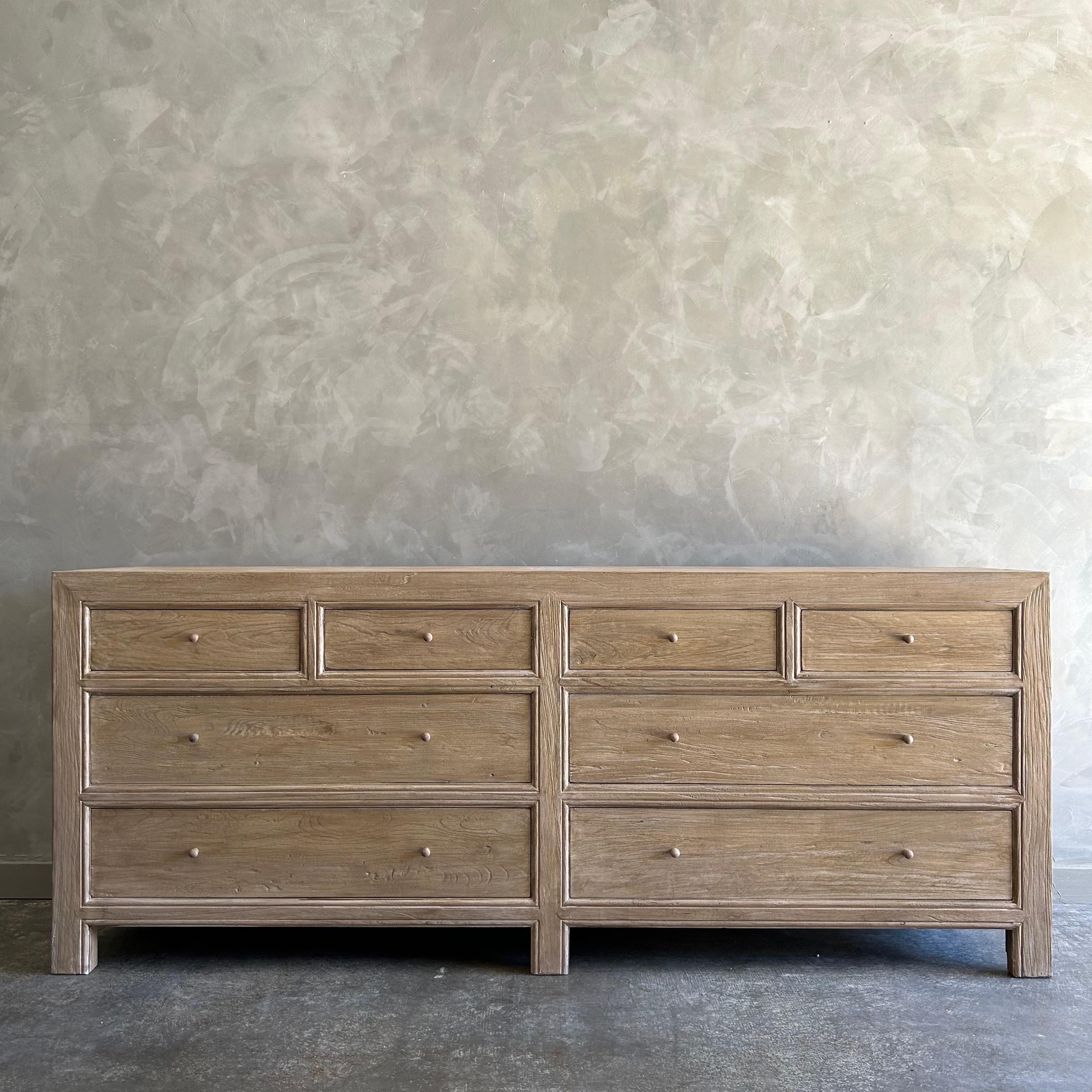 Custom Reclaimed Elm Wood Dresser in Natural Finish For Sale 3