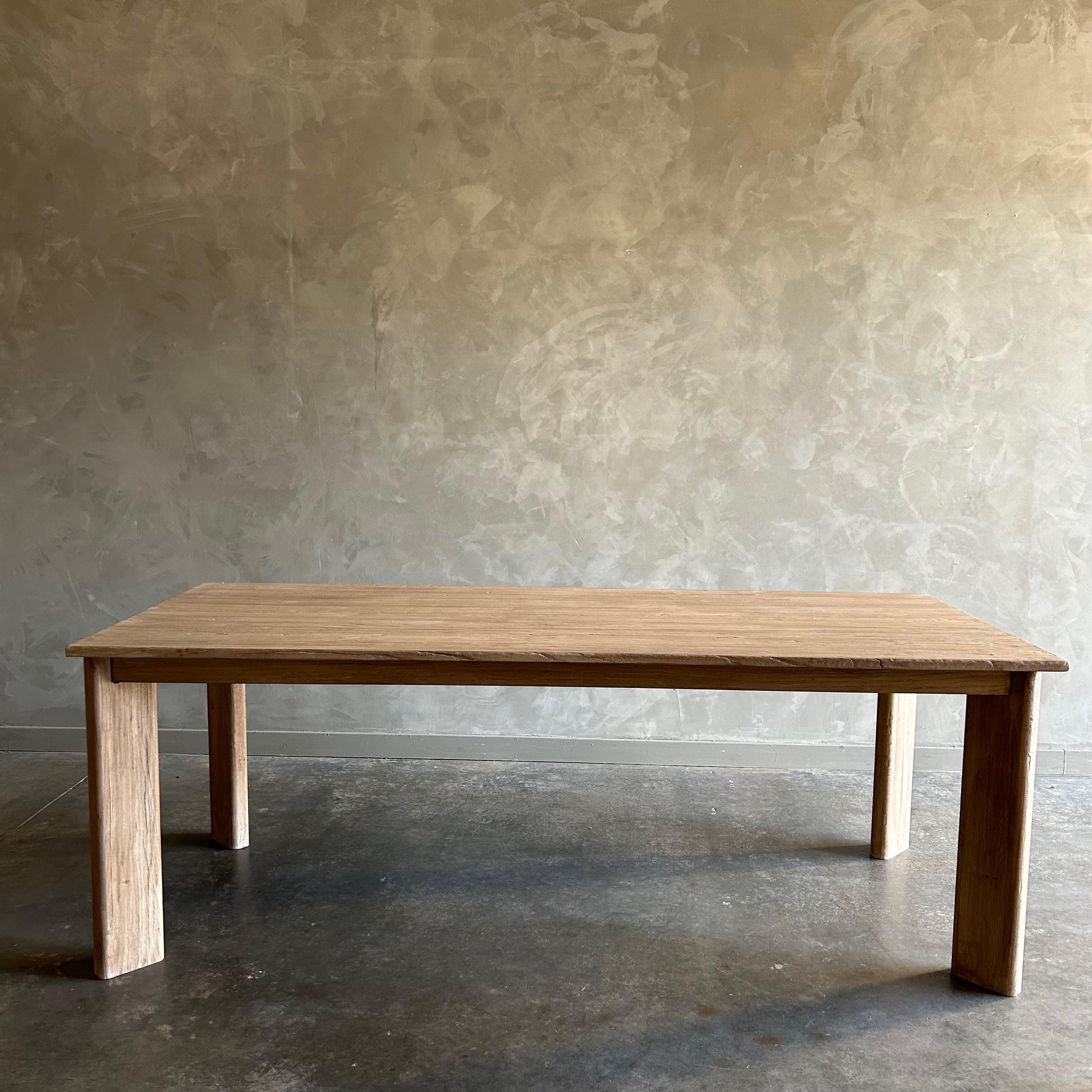 Hand-Crafted Custom Reclaimed Elm Wood Modern Dining Table For Sale
