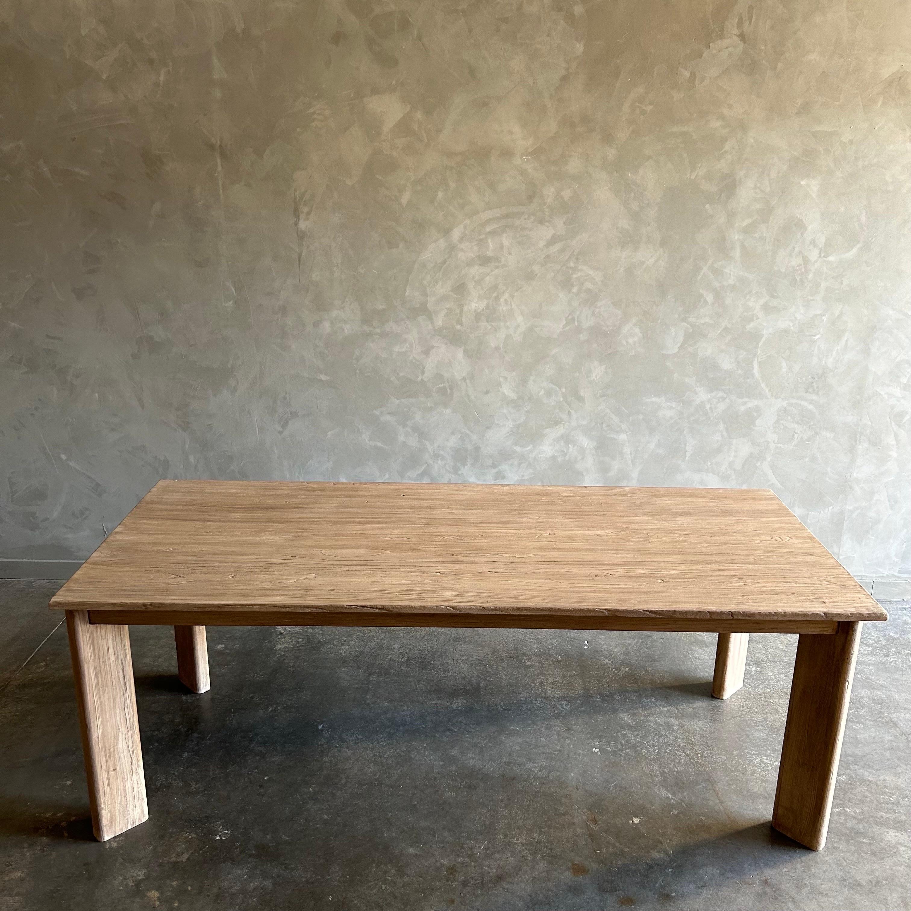 Custom Reclaimed Elm Wood Modern Dining Table For Sale 1