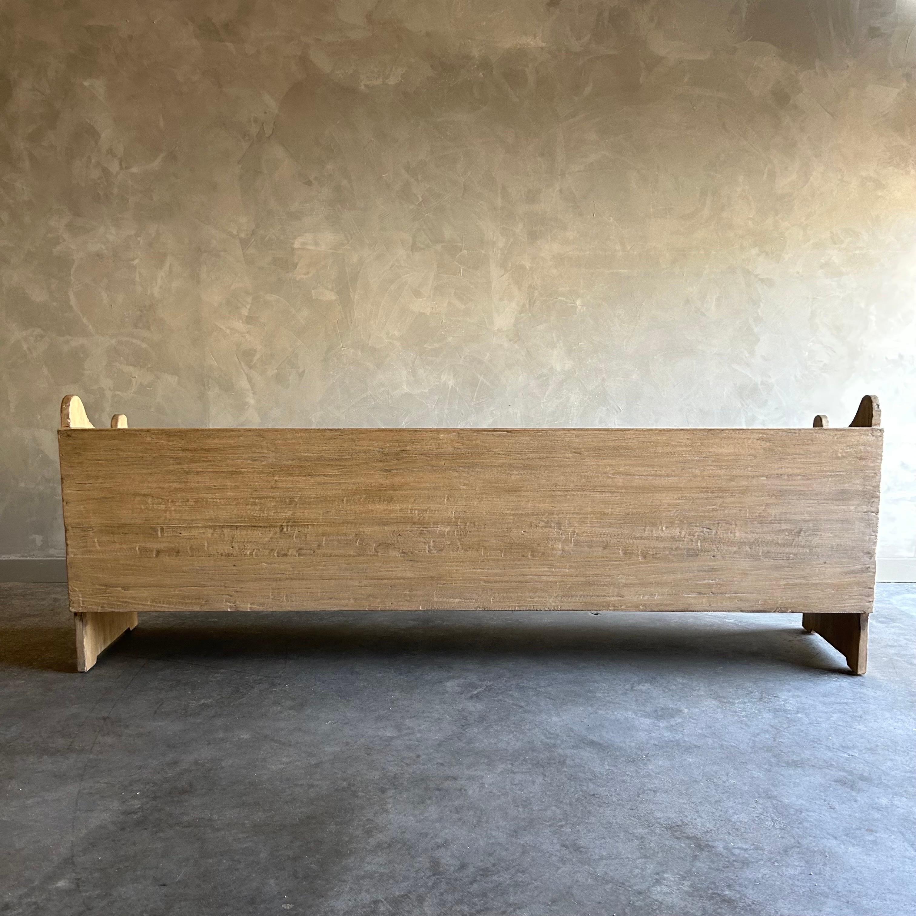 Contemporary Custom Reclaimed Elm Wood Pew Style Bench Banquette 
