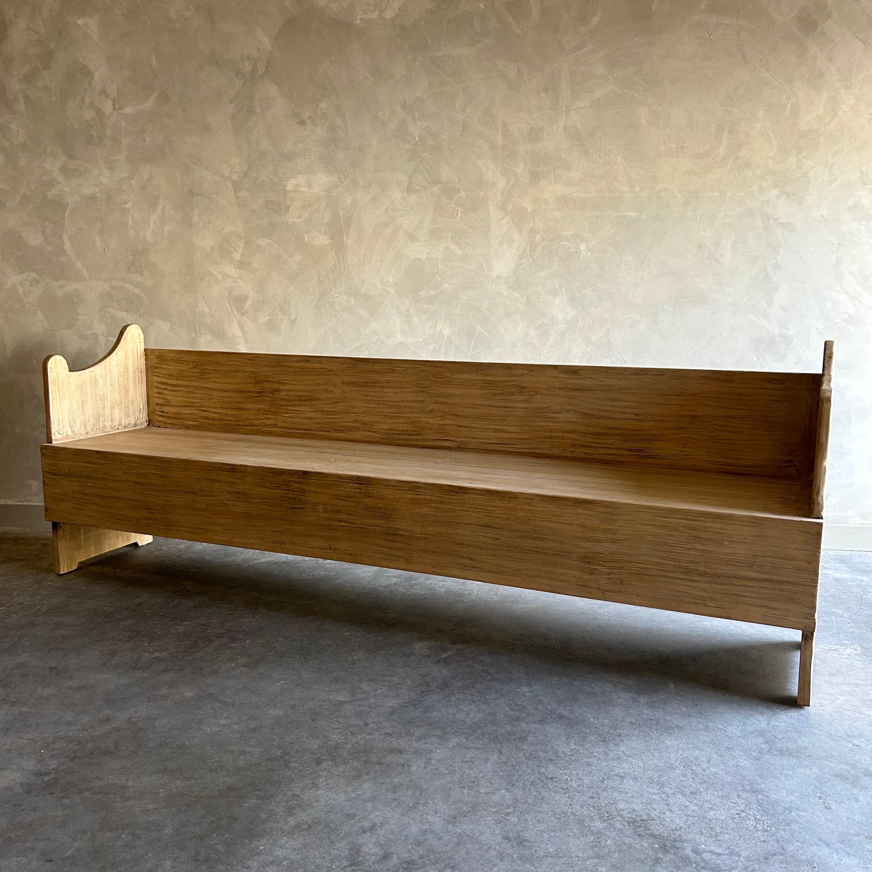 Custom Reclaimed Elm Wood Pew Style Bench Banquette  1