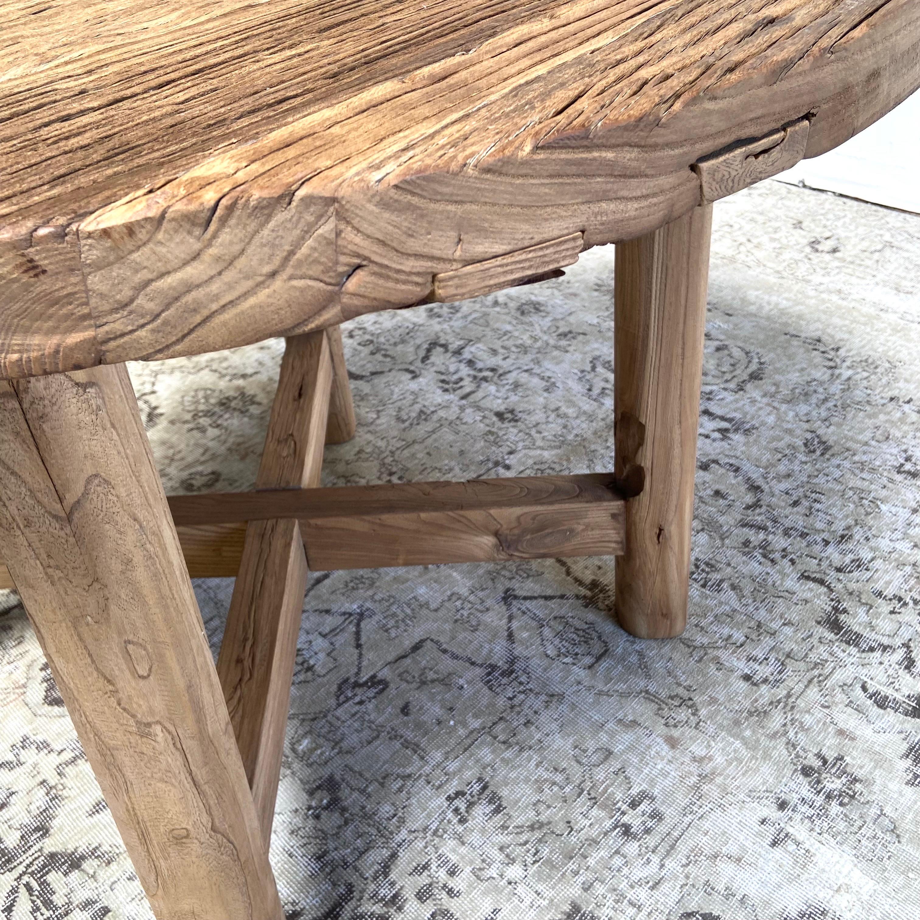 Custom Reclaimed Elm Wood Round Dining Table Dinette for AMY 5