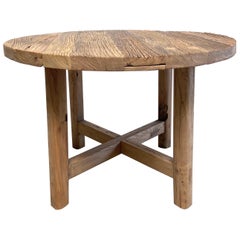 Custom Reclaimed Elm Wood Round Dining Table Dinette for AMY