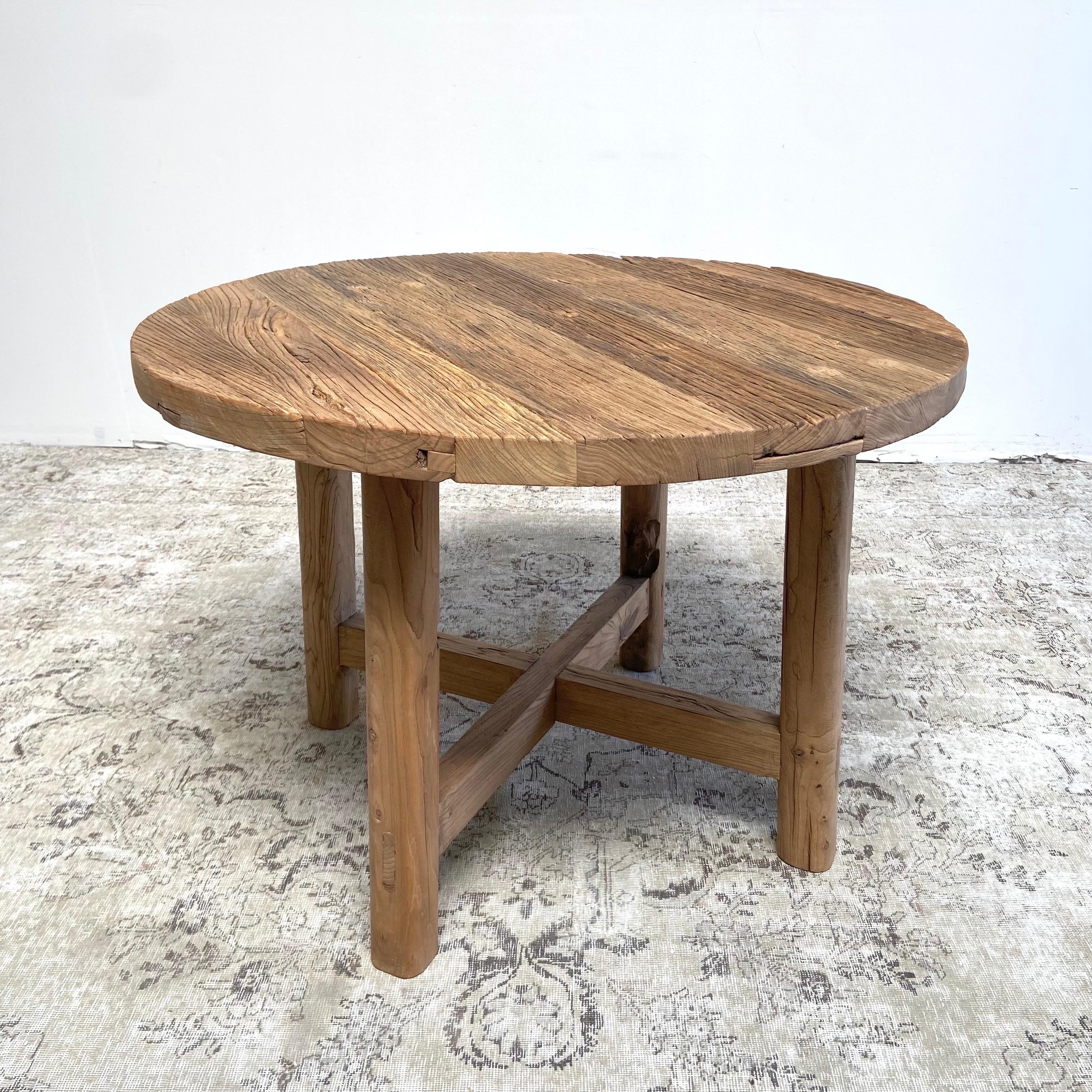 Custom Reclaimed Elm Wood Round Dining Table Dinette 1