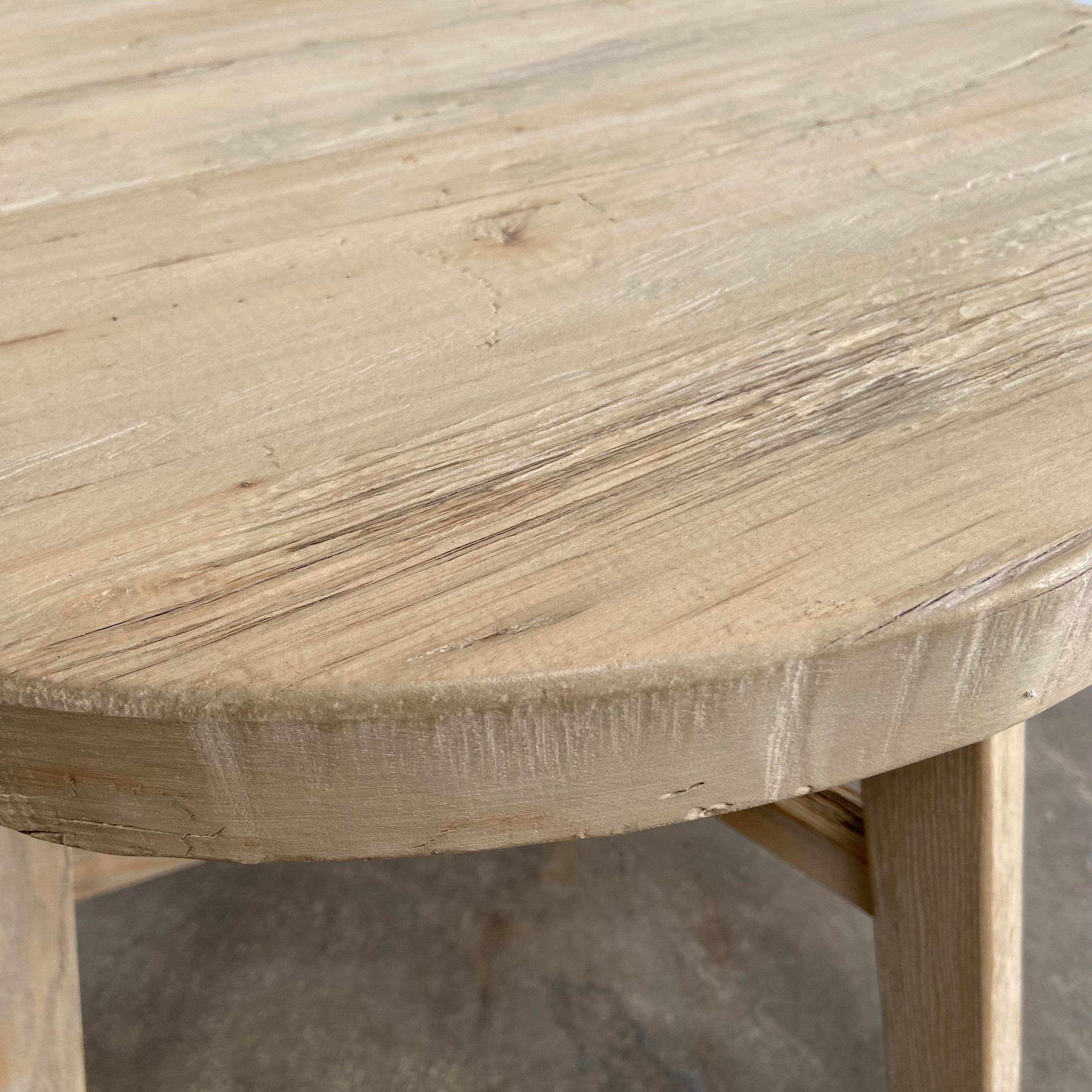 Custom Reclaimed Elm Wood Round Side Table 1