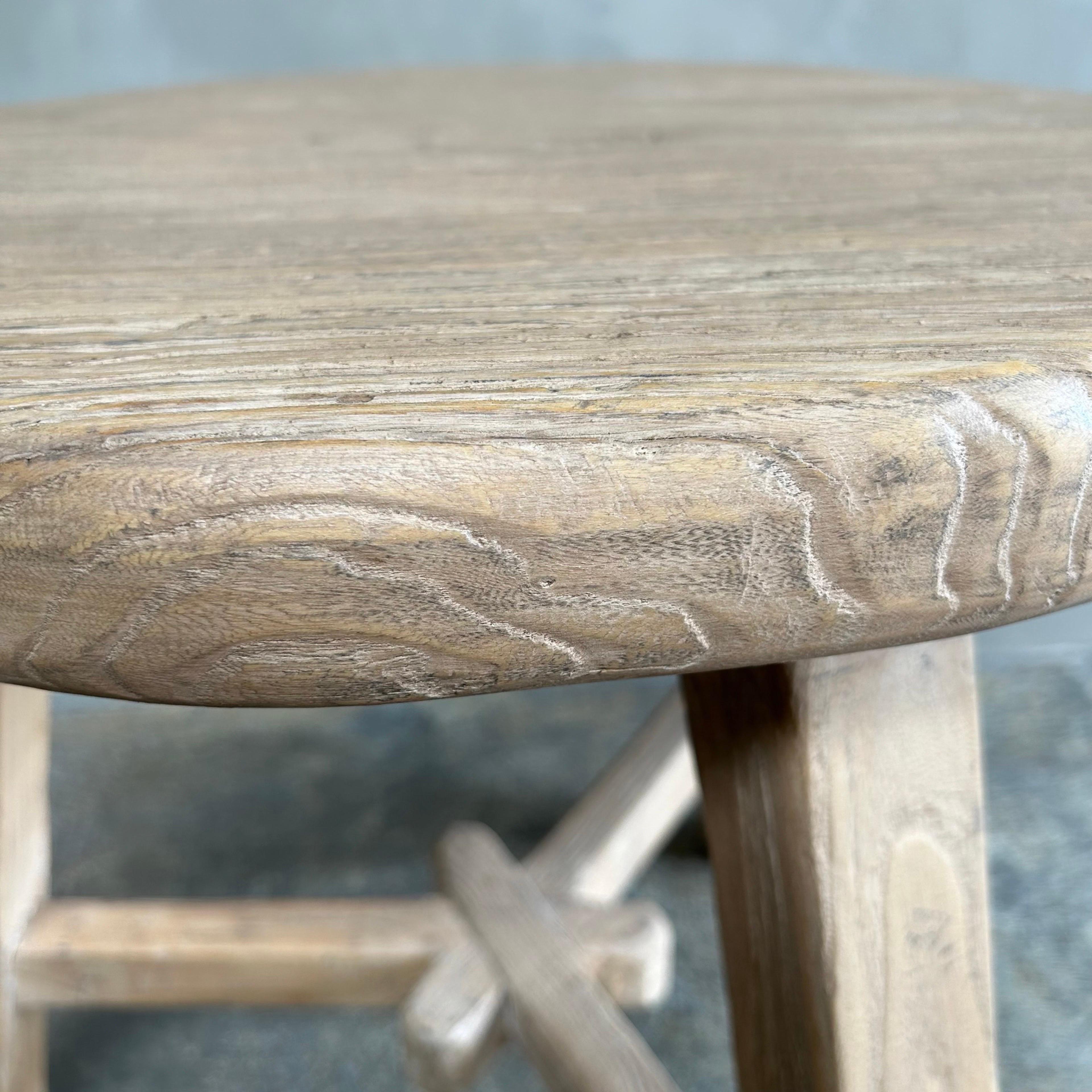 Custom Reclaimed Elm Wood Side Table For Sale 3