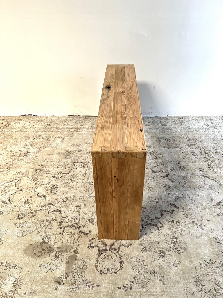 Custom Reclaimed Elm Wood Waterfall Console Table For Sale at 1stDibs