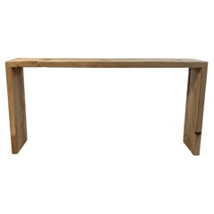 Vintage Custom Reclaimed Elm Wood Waterfall Console Table