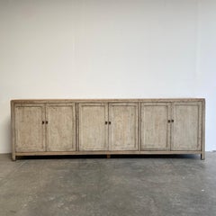 Custom Reclaimed Painted and Distressed Cabinet Console with Doors