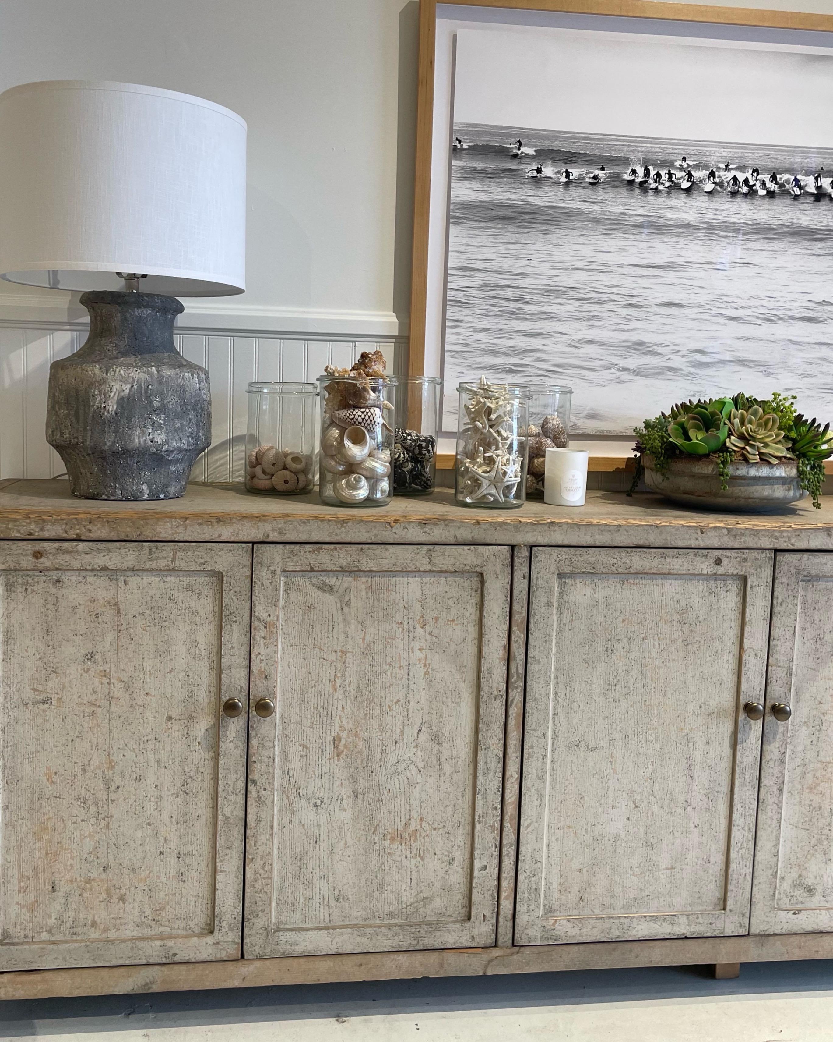 20th Century Custom Reclaimed Painted and Distressed Cabinet Console with Doors